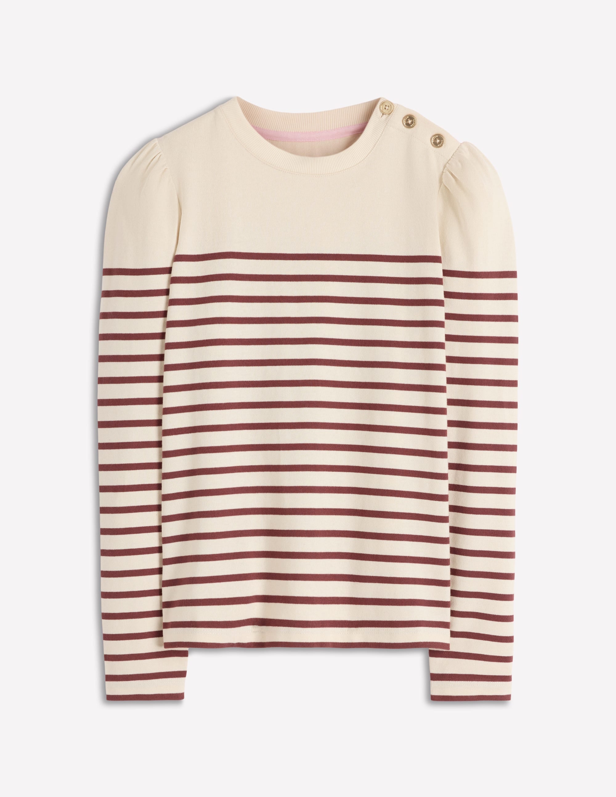 Button Shoulder Mariner-Ivory & Hot Chocolate Stripe - Image 5