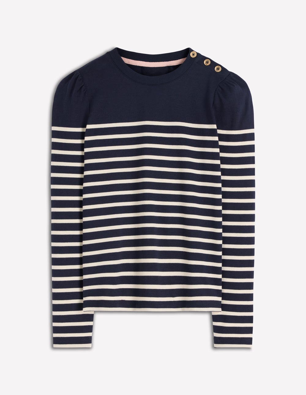 Button Shoulder Mariner-Navy and Ivory Stripe