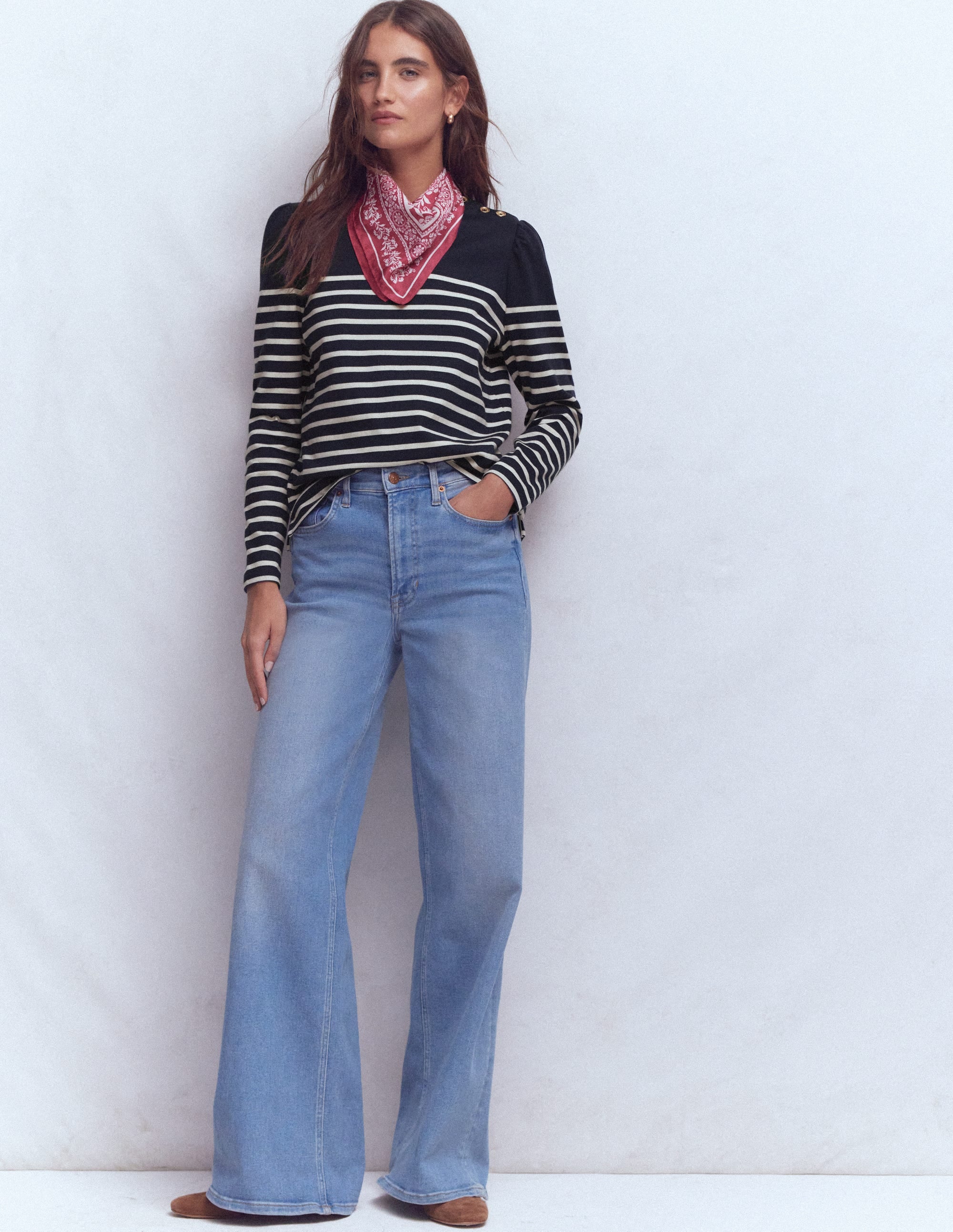 Button Shoulder Mariner-Navy and Ivory Stripe - Image 1