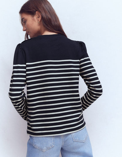 Button Shoulder Mariner-Navy and Ivory Stripe-3