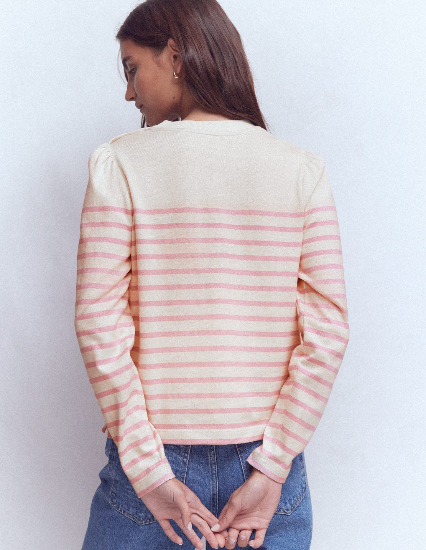Button Shoulder Mariner-Spring Blossom Pink Stripe