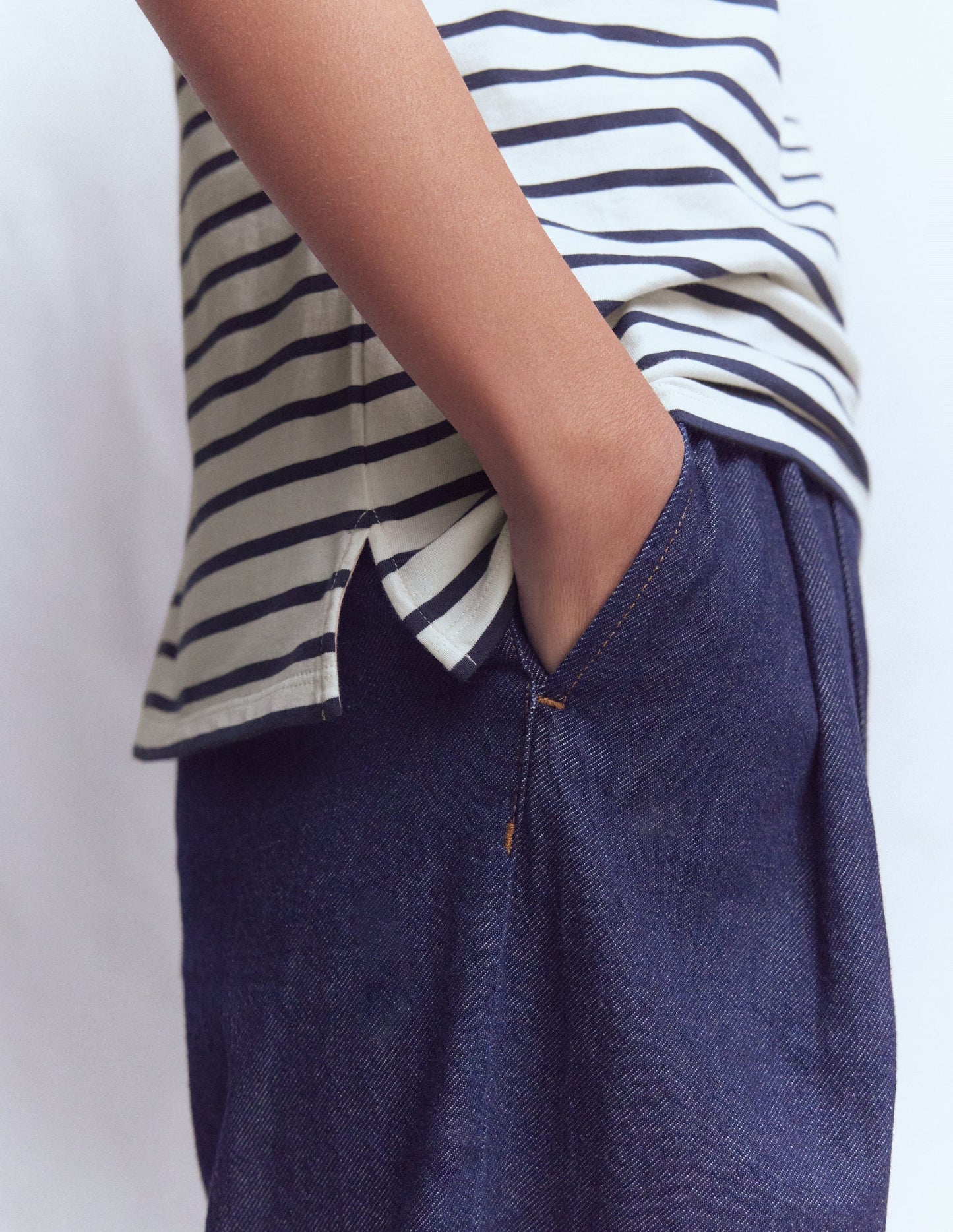 Olivia Short Sleeve Breton-Ivory, Navy