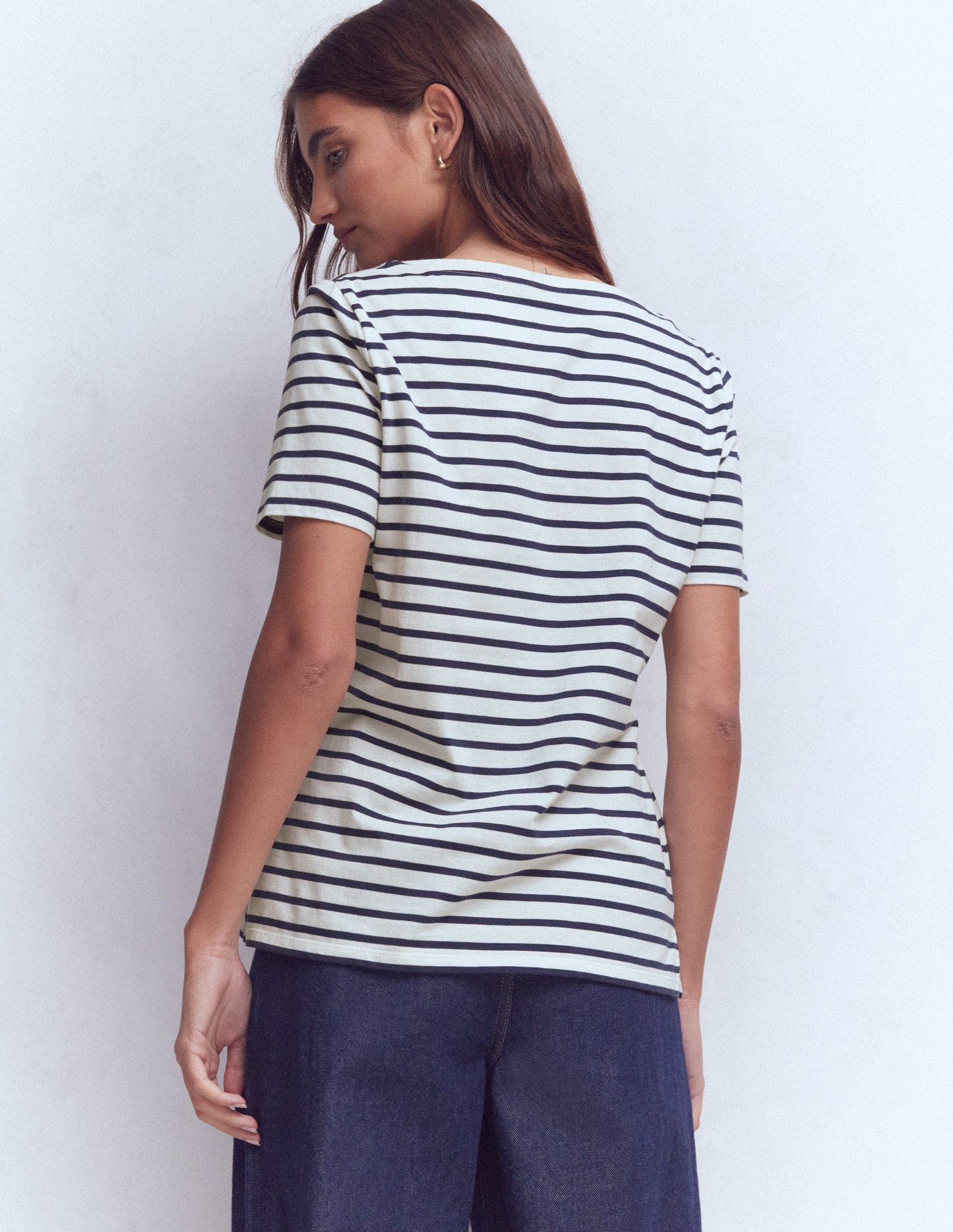 Olivia Short Sleeve Breton-Ivory, Navy