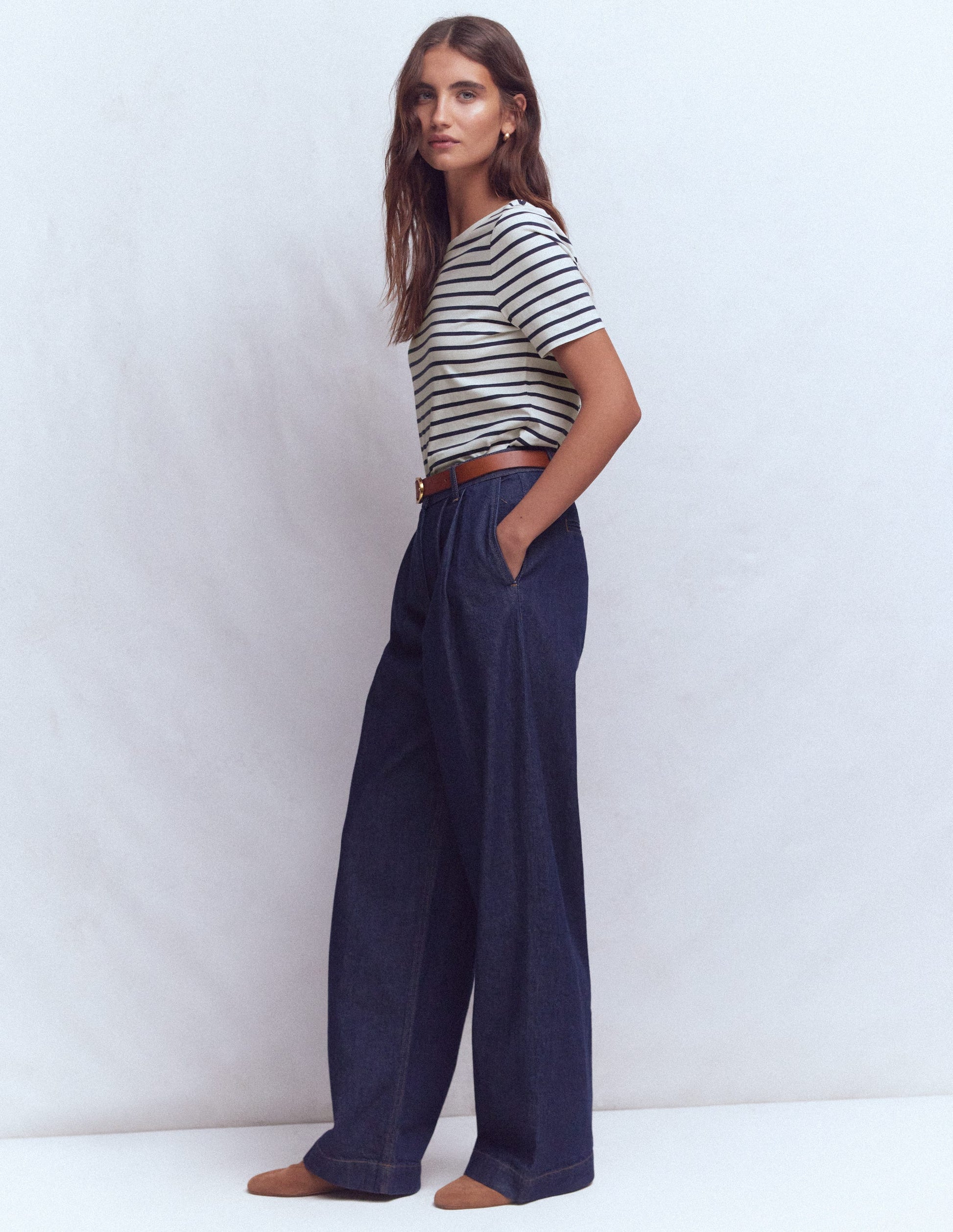 Olivia Short Sleeve Breton-Ivory, Navy-4