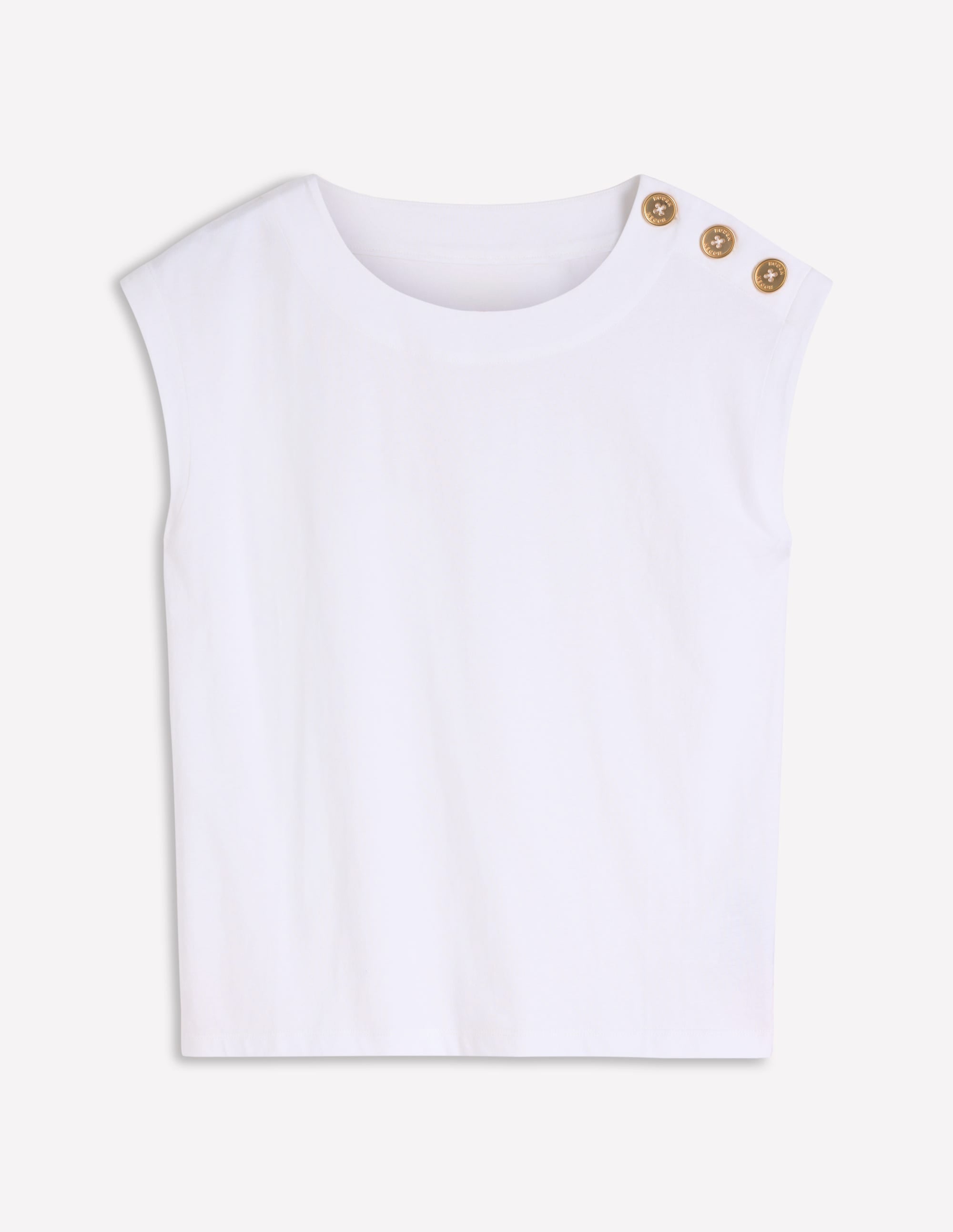 Button Detail T-Shirt-White - Image 5