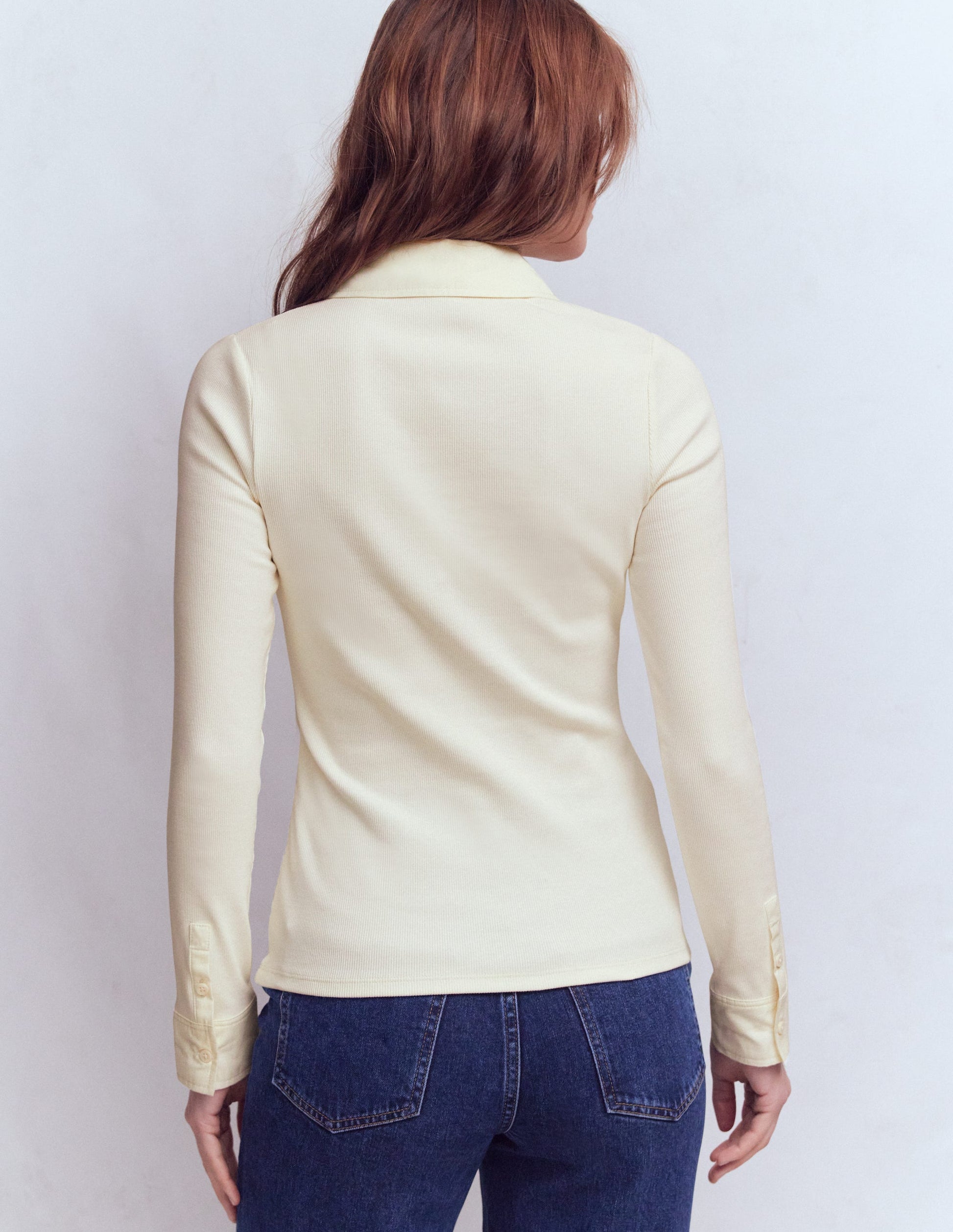 Collared Button Through Top-Ivory-3