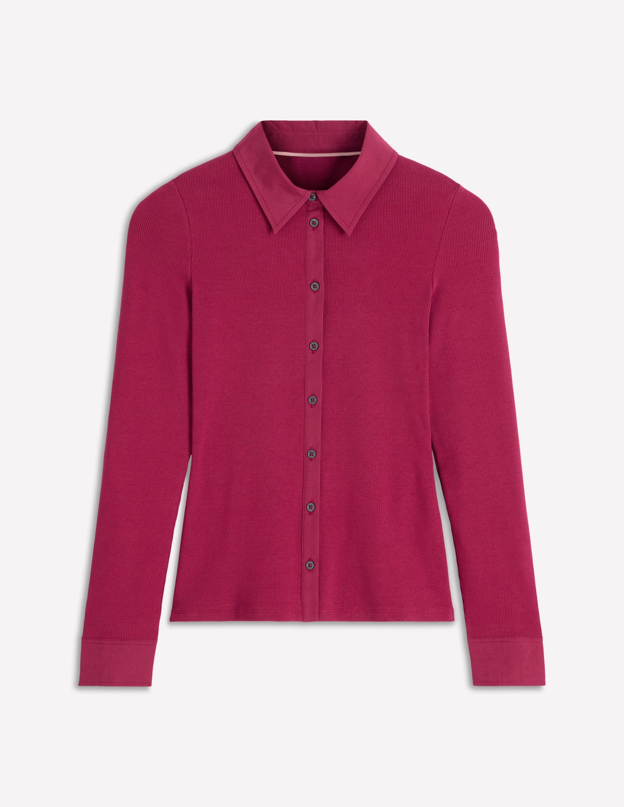 Collared Button Through Top-Ruby Red - Image 6
