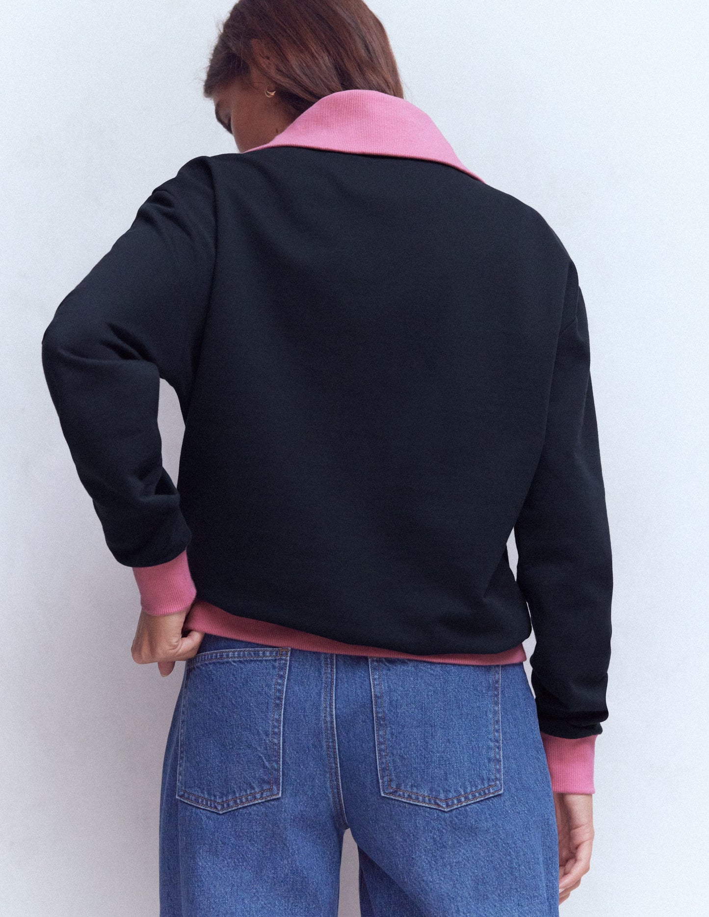 Colourblock Sweatshirt-Pink and Navy