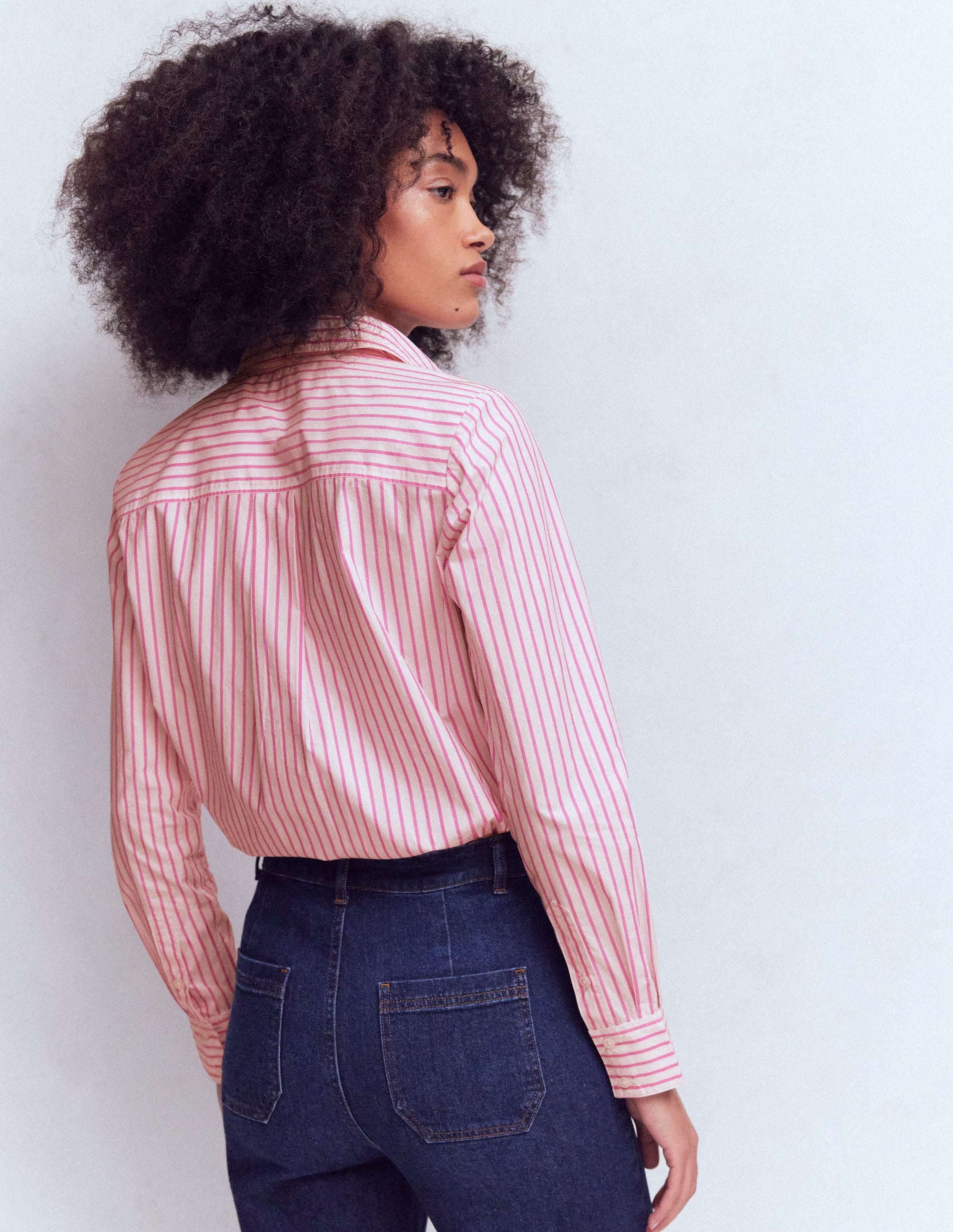 Sienna Trim Detail Shirt-Ivory, Pink stripe - Image 3