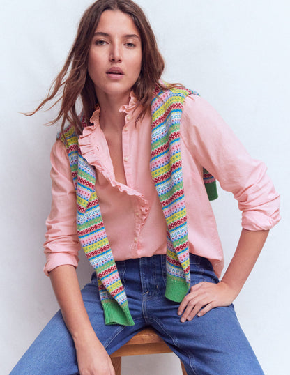 Isabel Ruffle Cotton Shirt-Orchid Pink-4