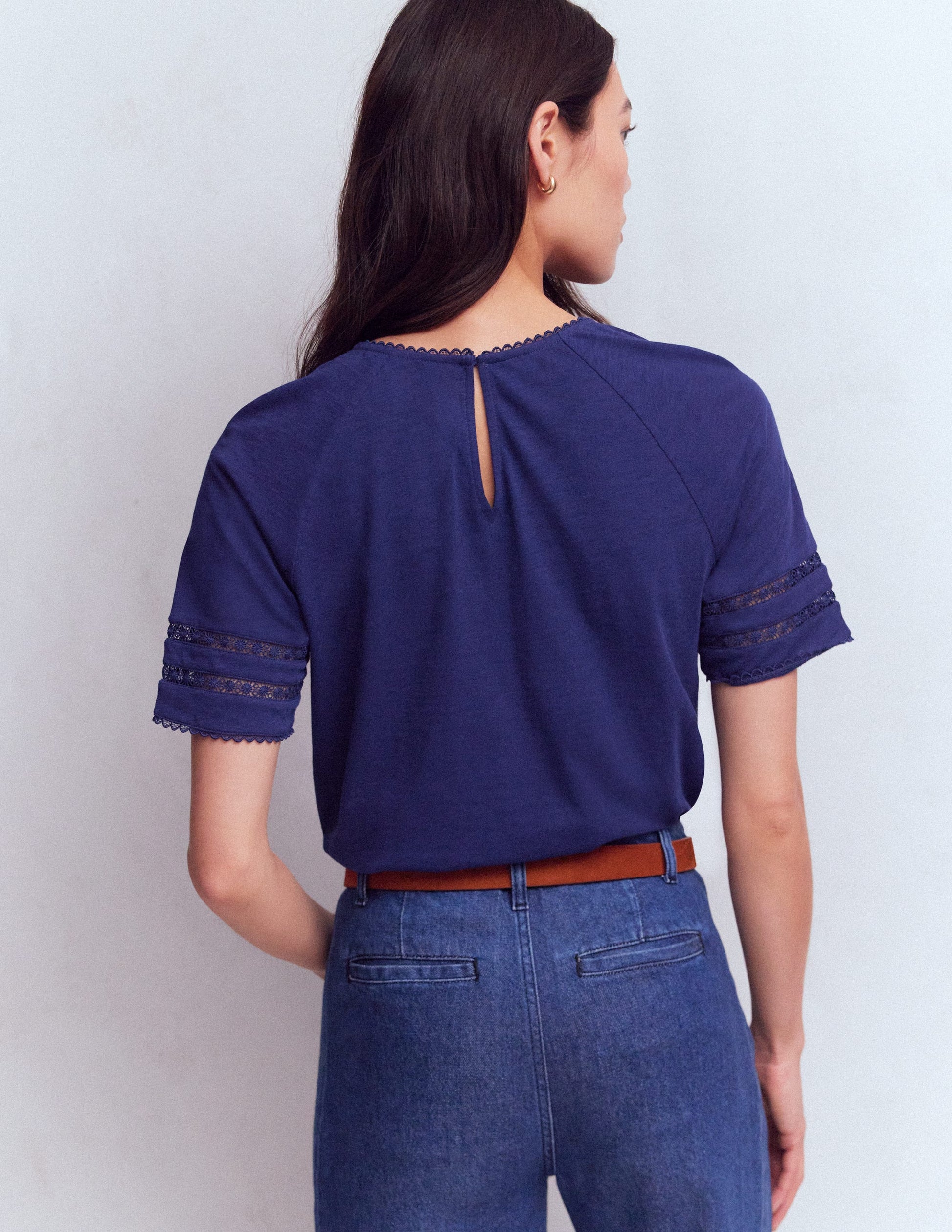 Poppy Trim Crew T-shirt-Beacon Blue-3