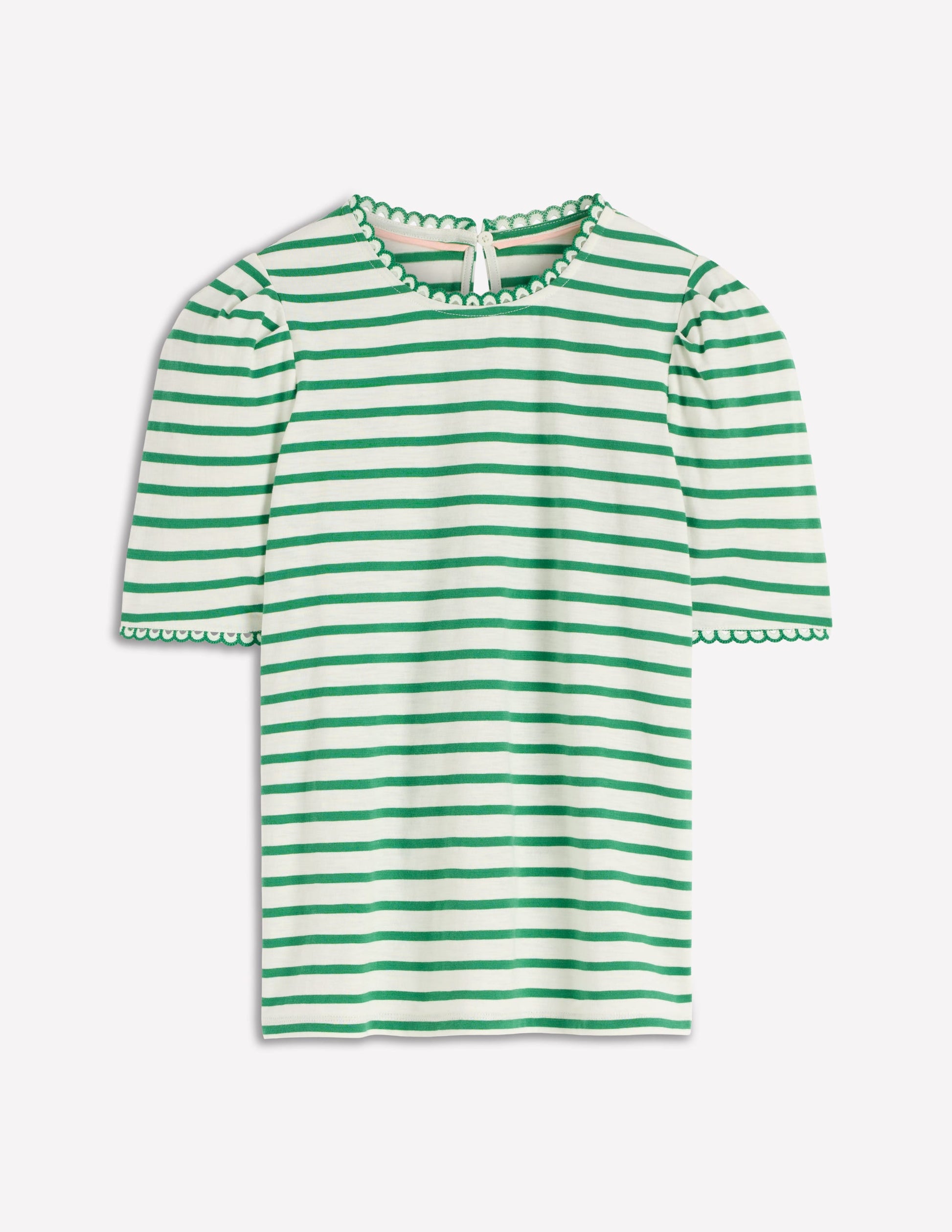 Ali Scallop T-Shirt-Ivory and Amazon Stripe-5