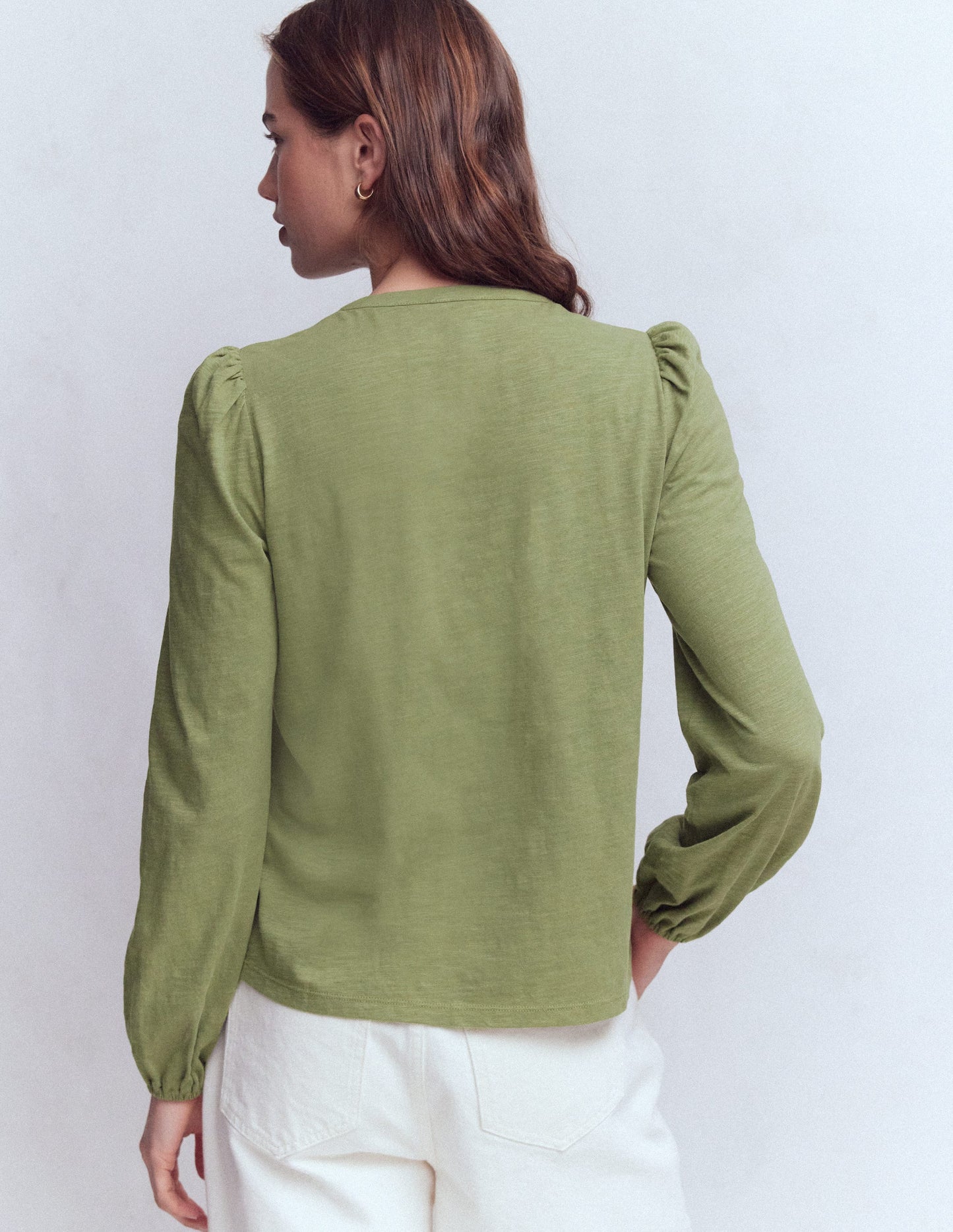 Poppy Long Sleeve Top-Oil Green