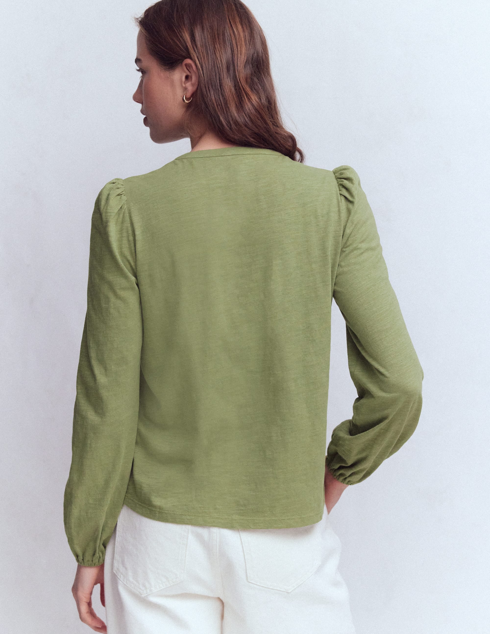 Poppy Long Sleeve Top-Larch Green - Image 2