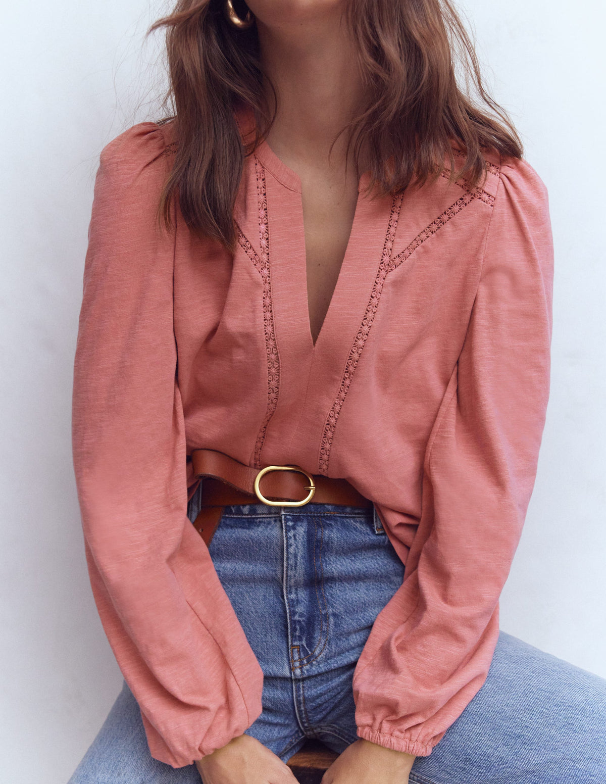 Poppy Long Sleeve Top-Vintage Rose - Image 1