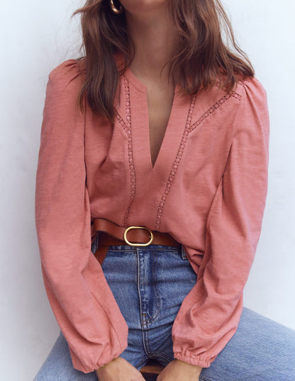 Poppy Long Sleeve Top-Dusty Rose-1
