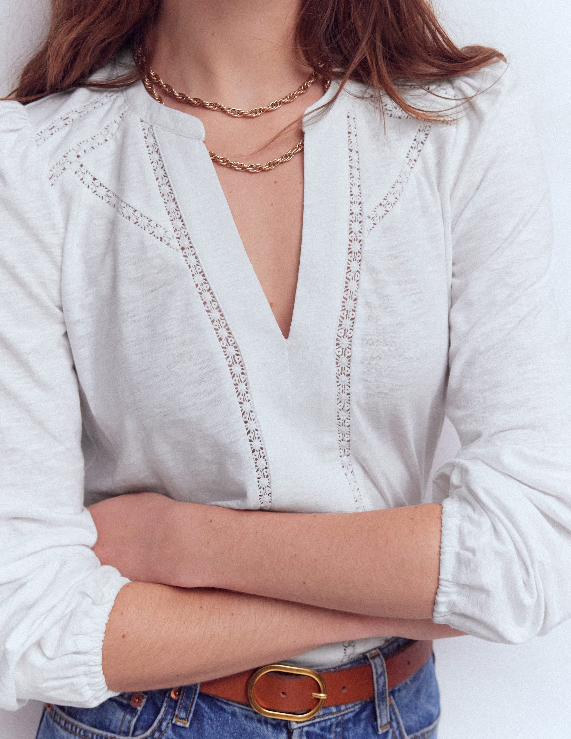 Poppy Long Sleeve Top-White - Image 2
