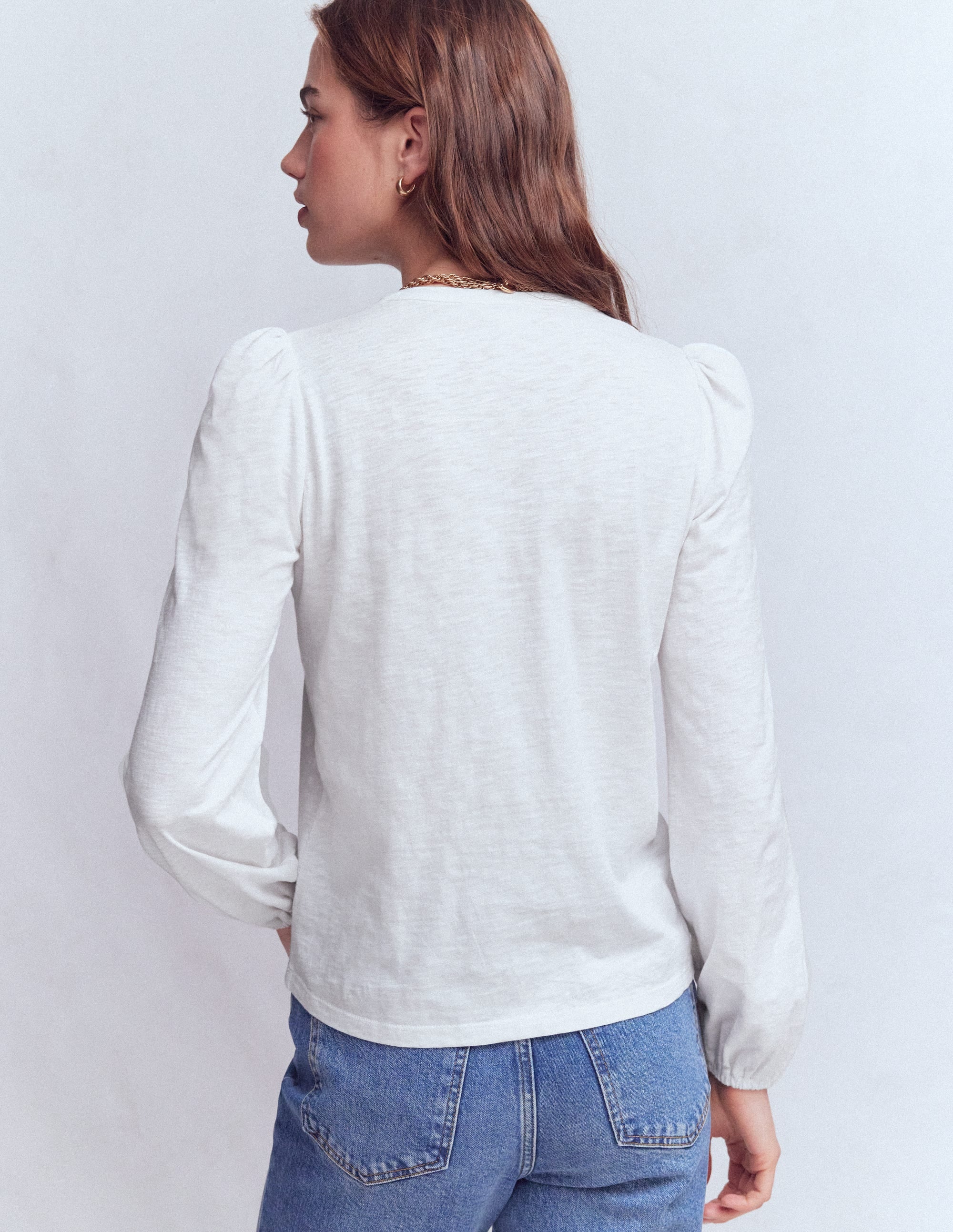 Poppy Long Sleeve Top-White - Image 3