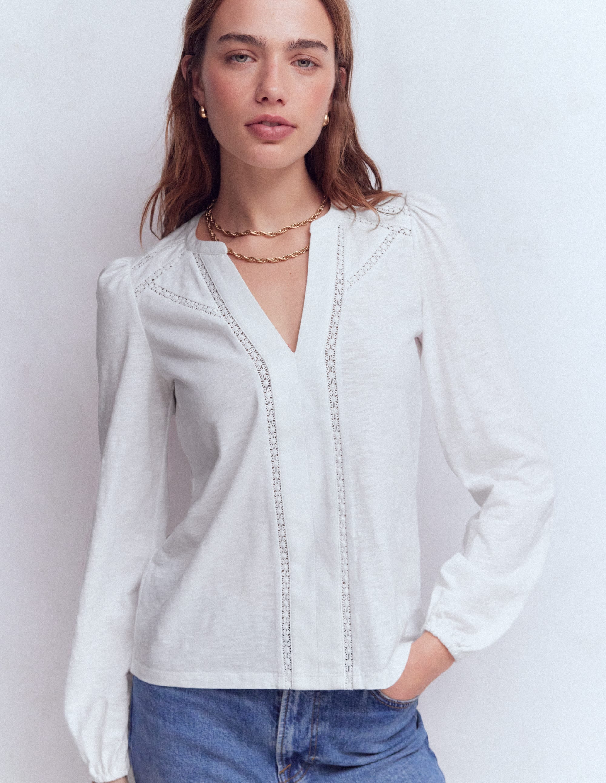 Poppy Long Sleeve Top-White - Image 4