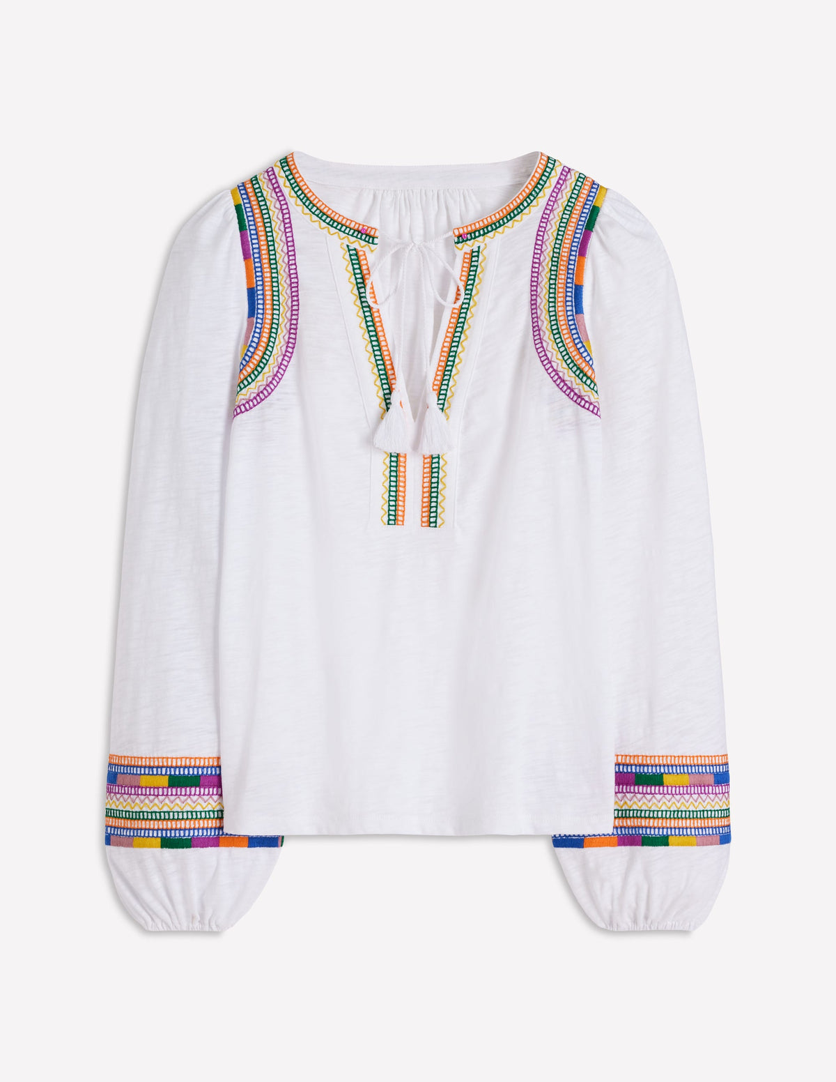 Notch Neck Embroidered Top-White Multi Embroidery - Image 5