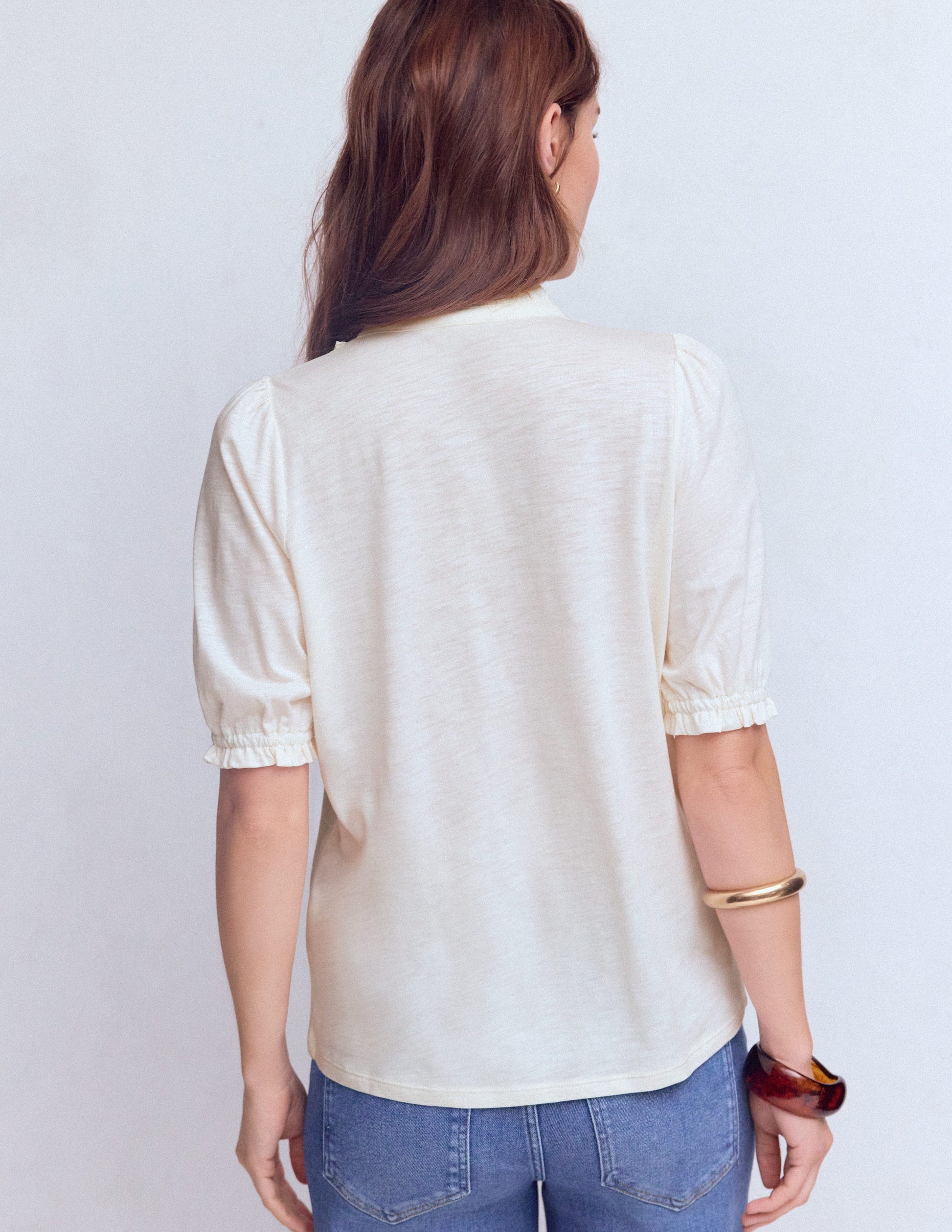 Eda Ruffle Front Shirt-Ivory-3