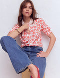 Nessa Broderie Collar Blouse-Pink Floral