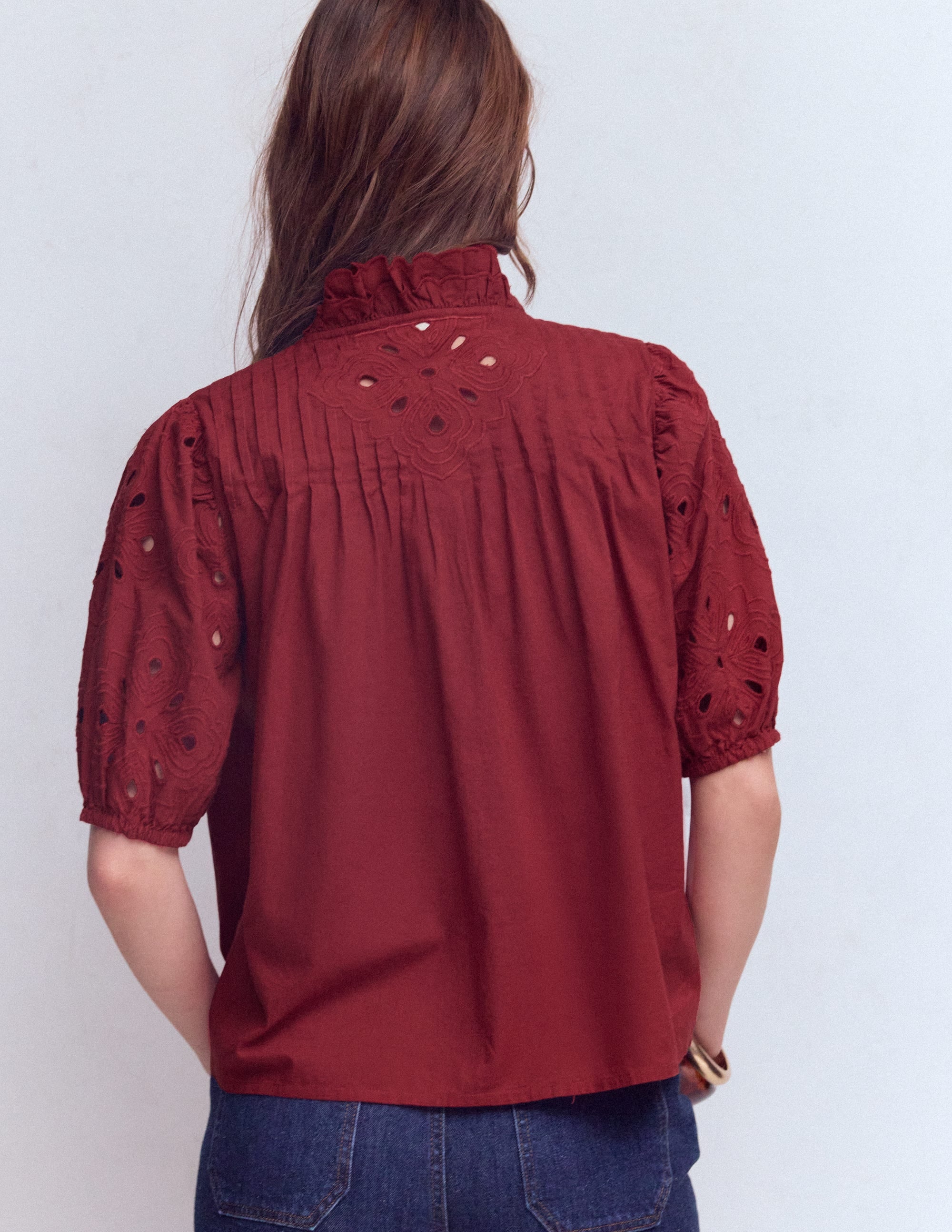 Cutwork Puff Sleeve Top-Russet | Boden USA