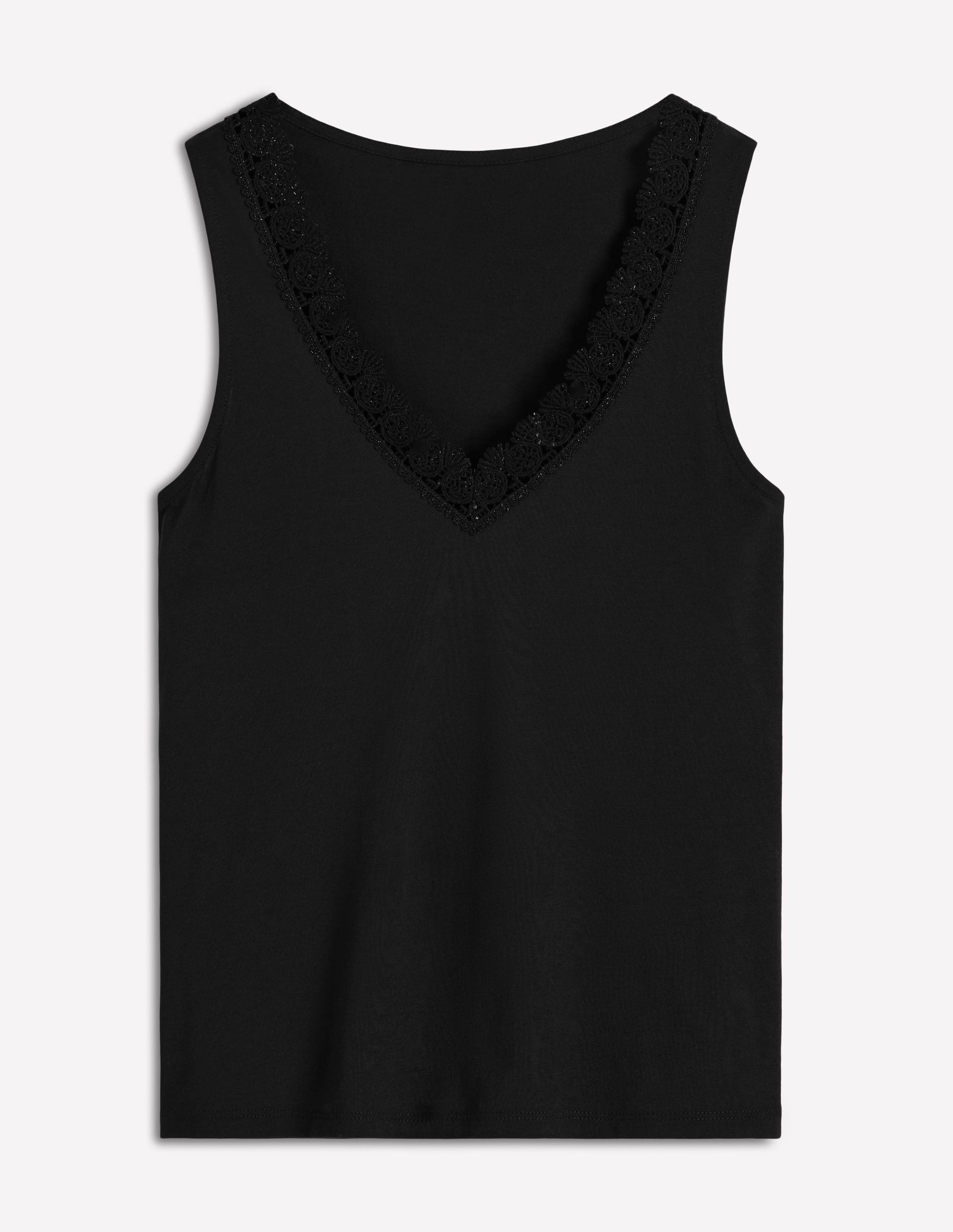 Flora Lace Trim Supersoft Tank-Black Beauty-5