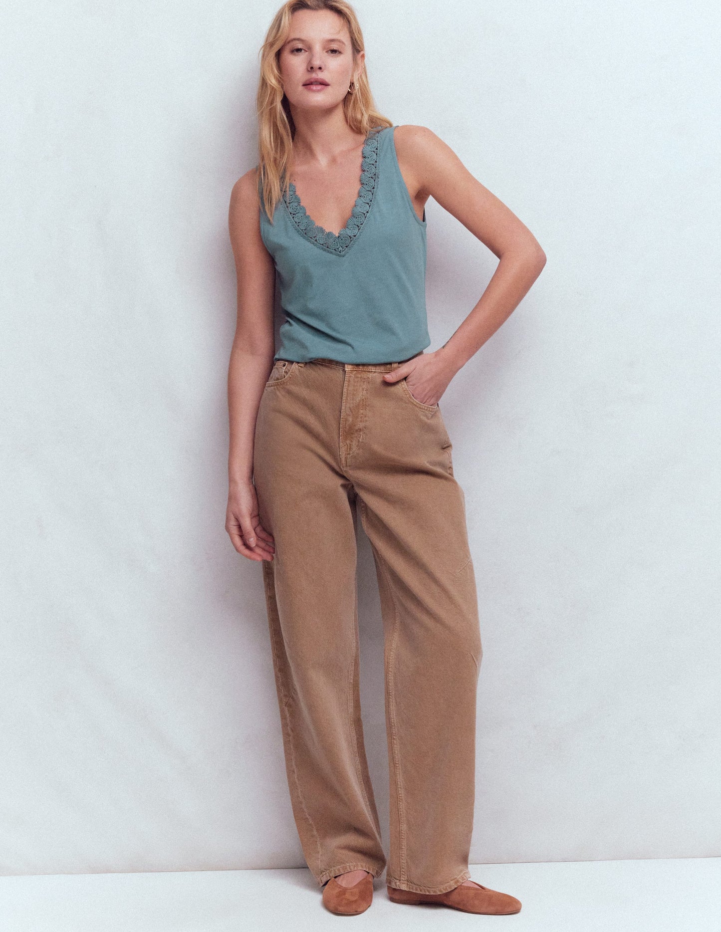 Flora Lace Trim Supersoft Vest-Captains Blue