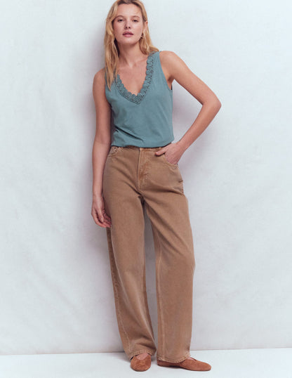 Flora Lace Trim Supersoft Vest-Captains Blue-4