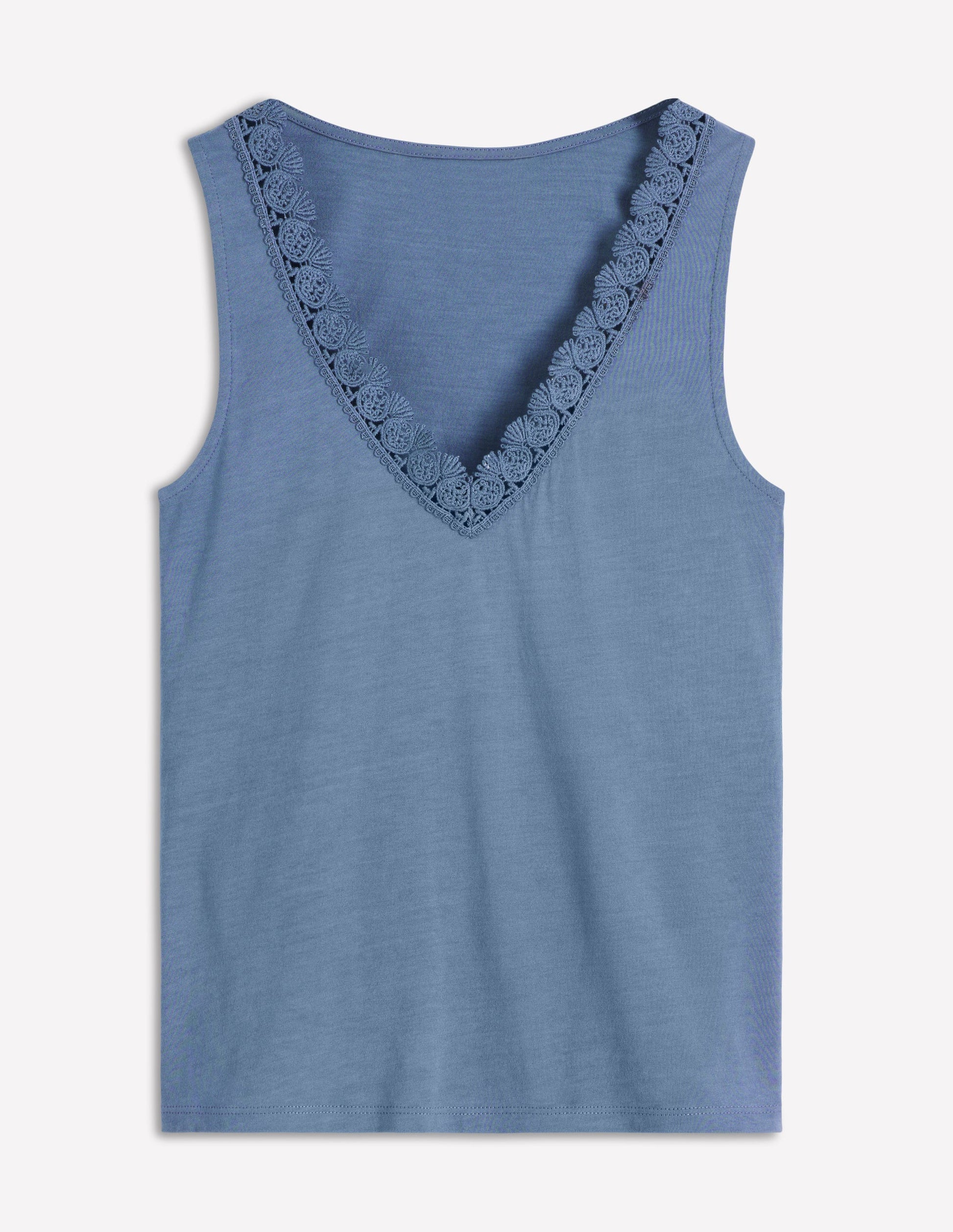 Flora Lace Trim Supersoft Tank-Captains Blue-5