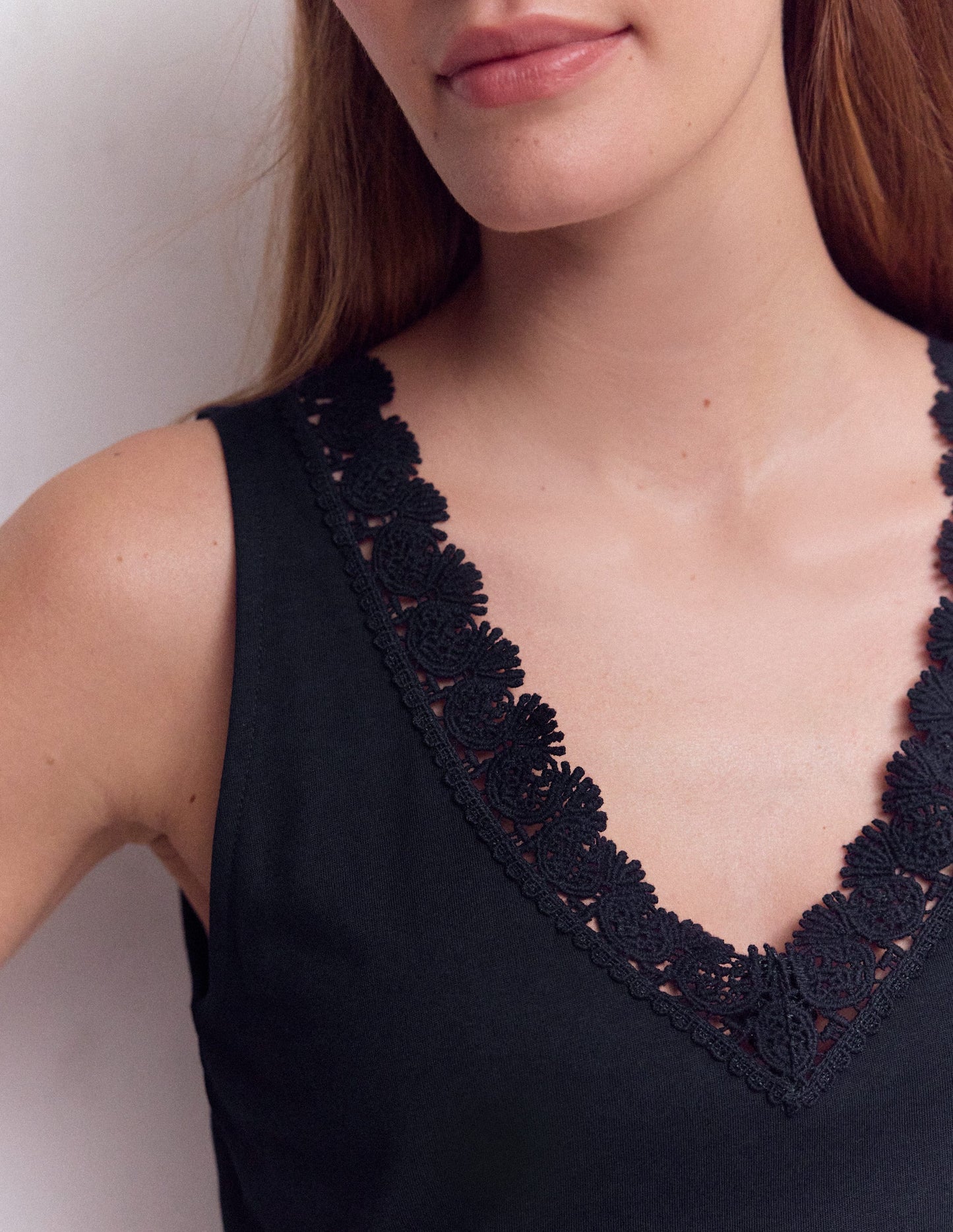 Flora Lace Trim Supersoft Vest-Navy Blazer