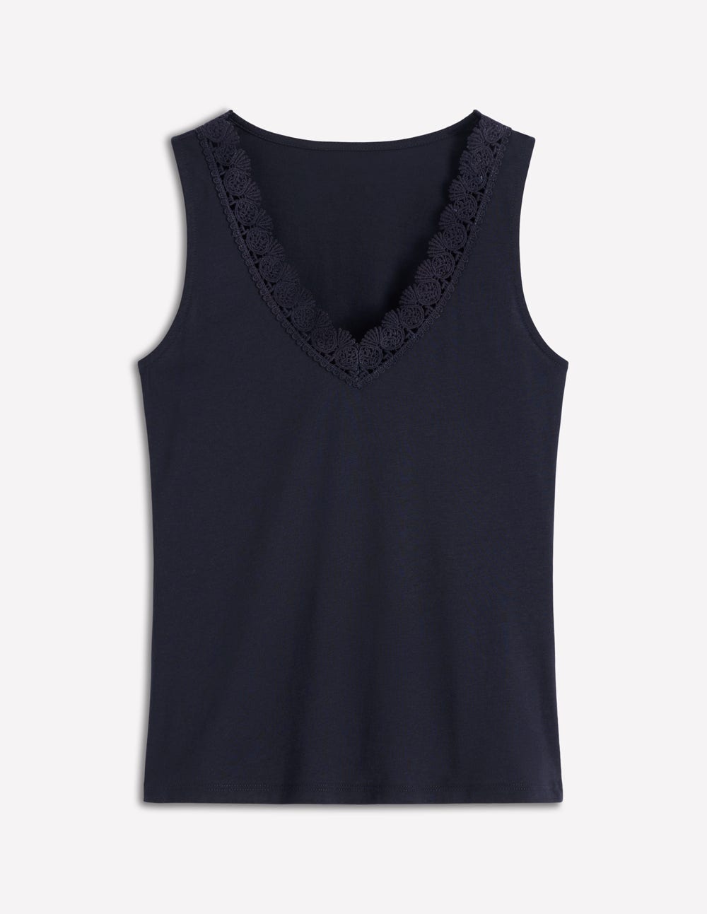 Flora Lace Trim Supersoft Tank-Navy Blazer-5