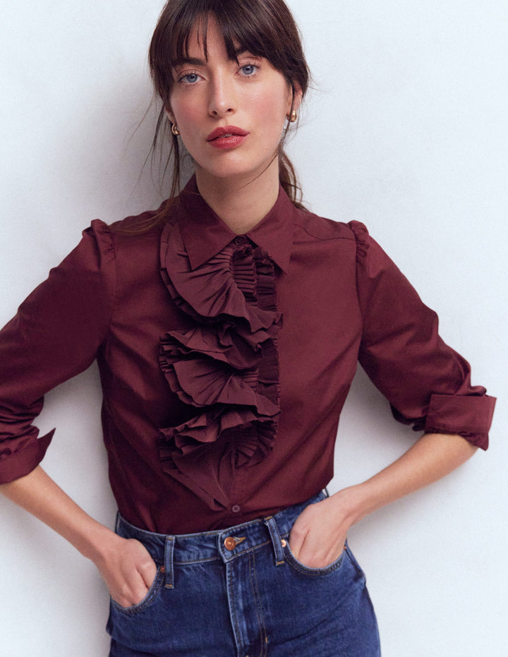 Cara Ruffle Shirt-Deep Wisteria