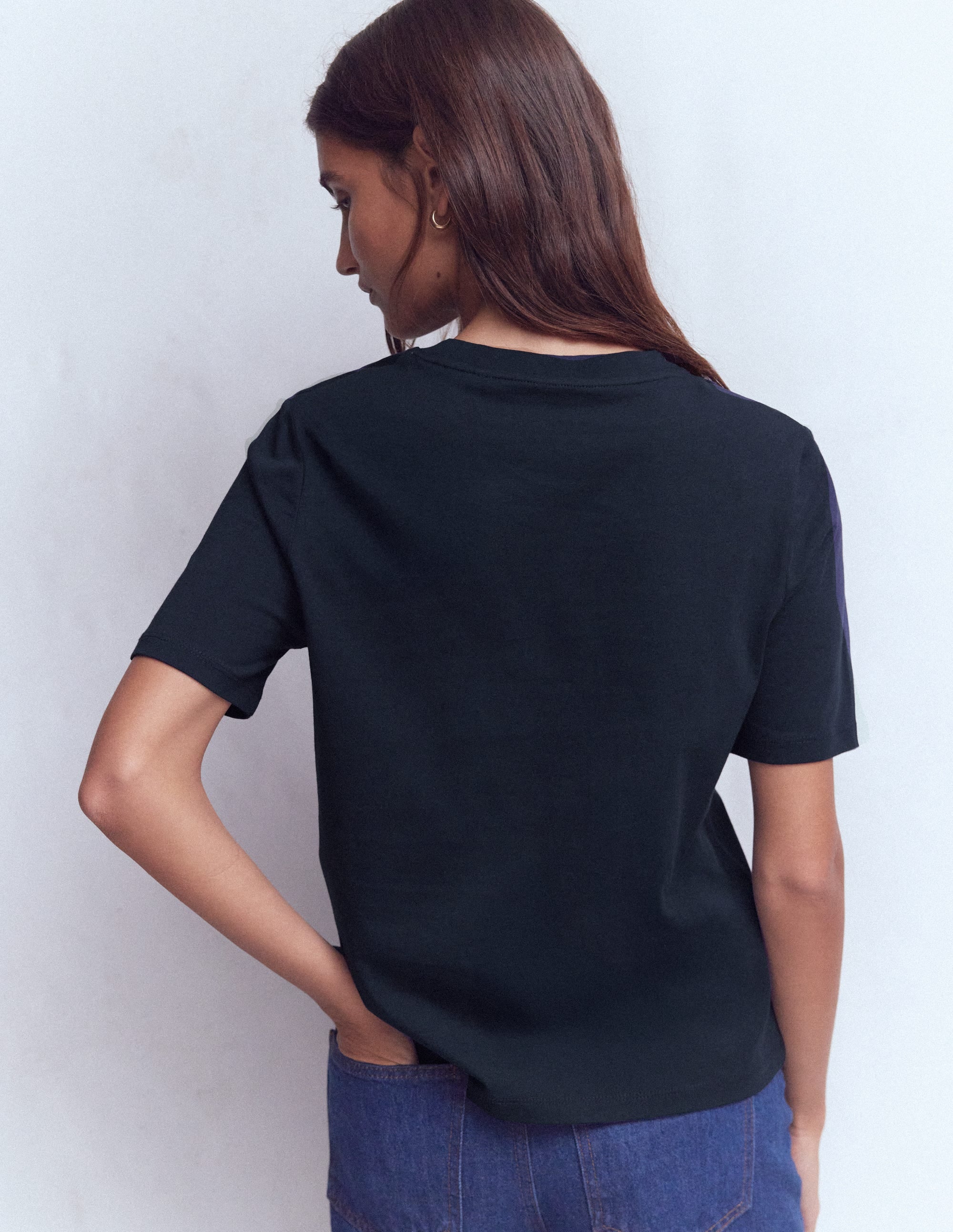 Cotton Crew Neck T-shirt-Navy - Image 3