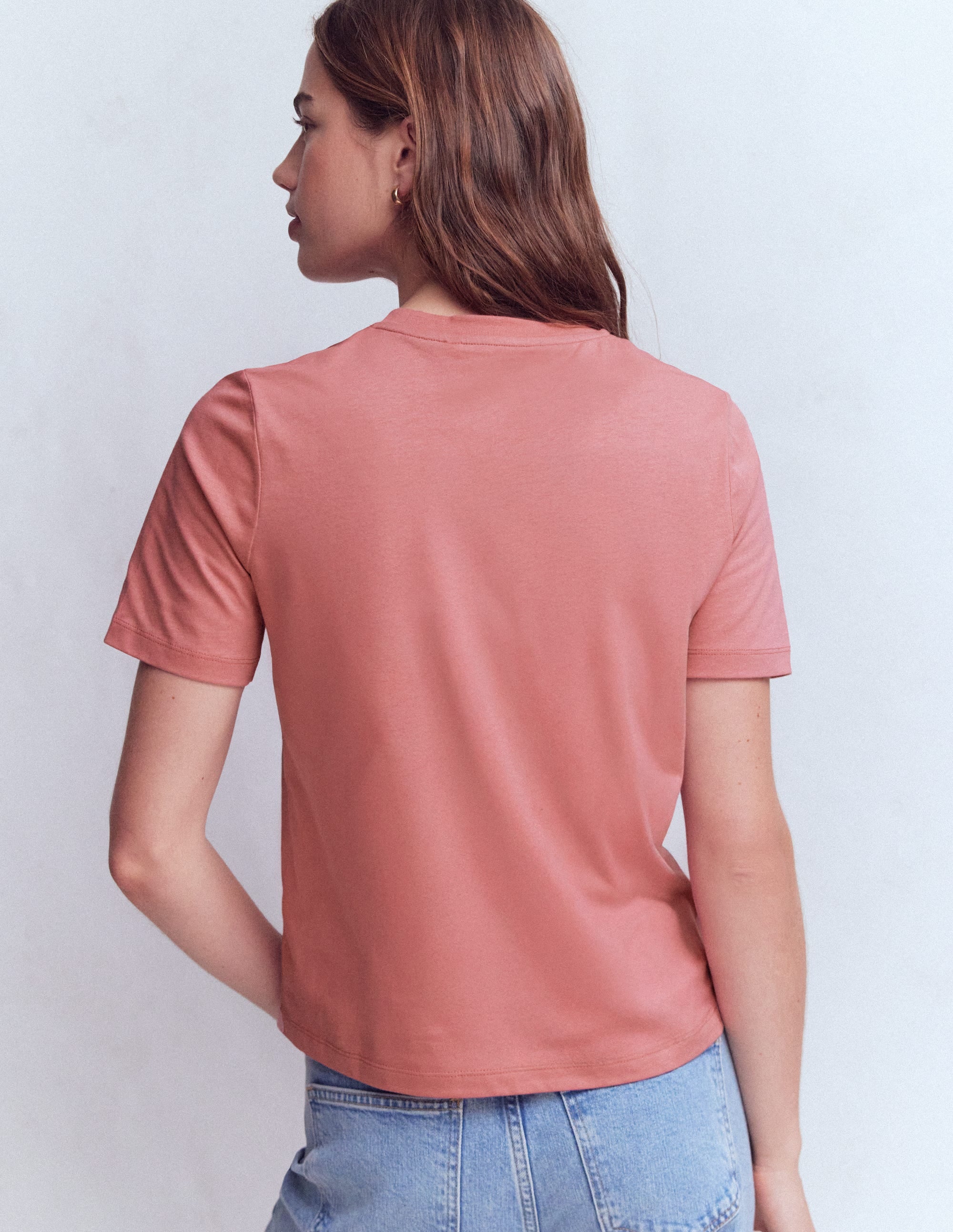 Cotton Crew Neck T-shirt-Vintage Rose - Image 3