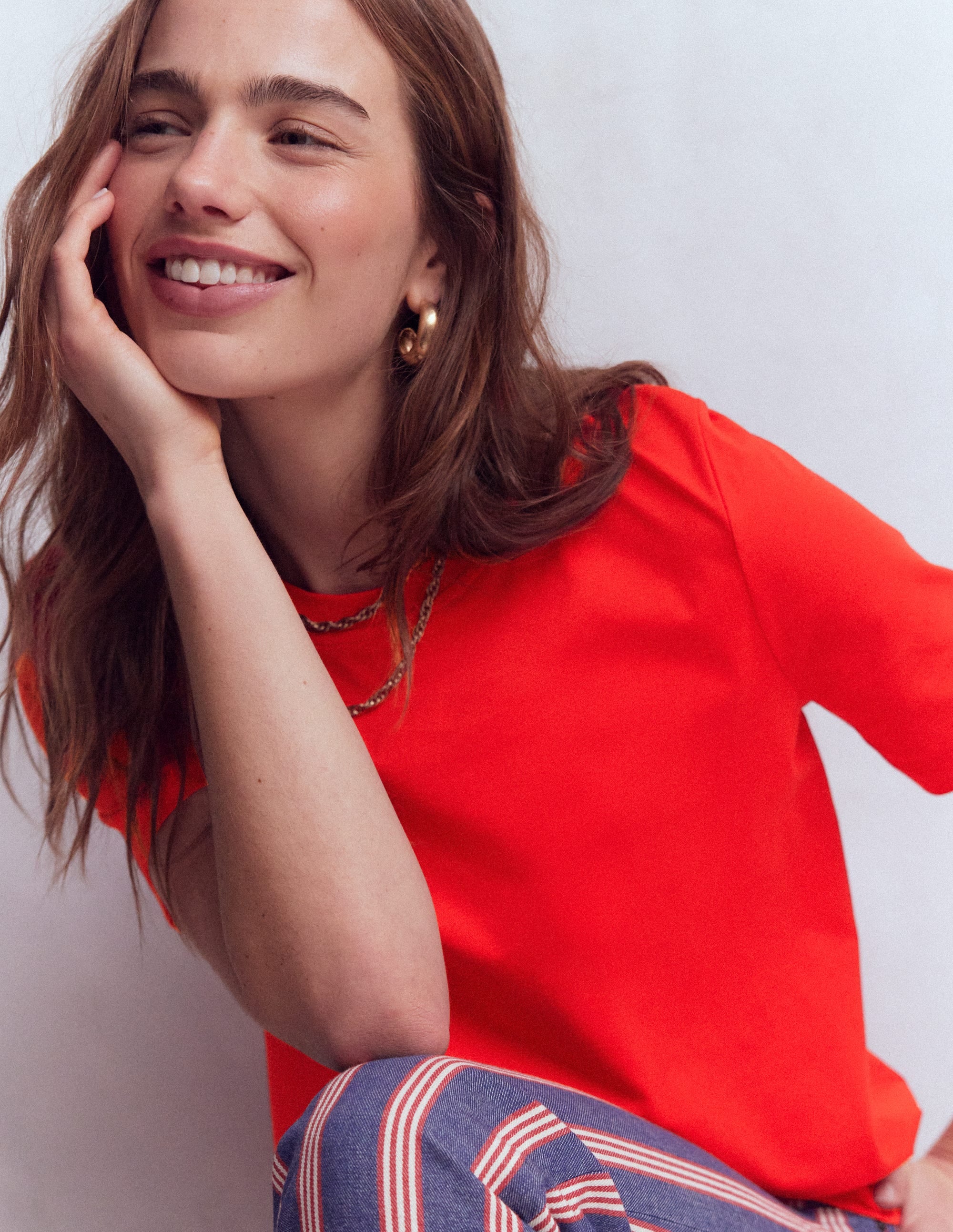 Cotton Crew Neck T - shirt - Red | Boden USA