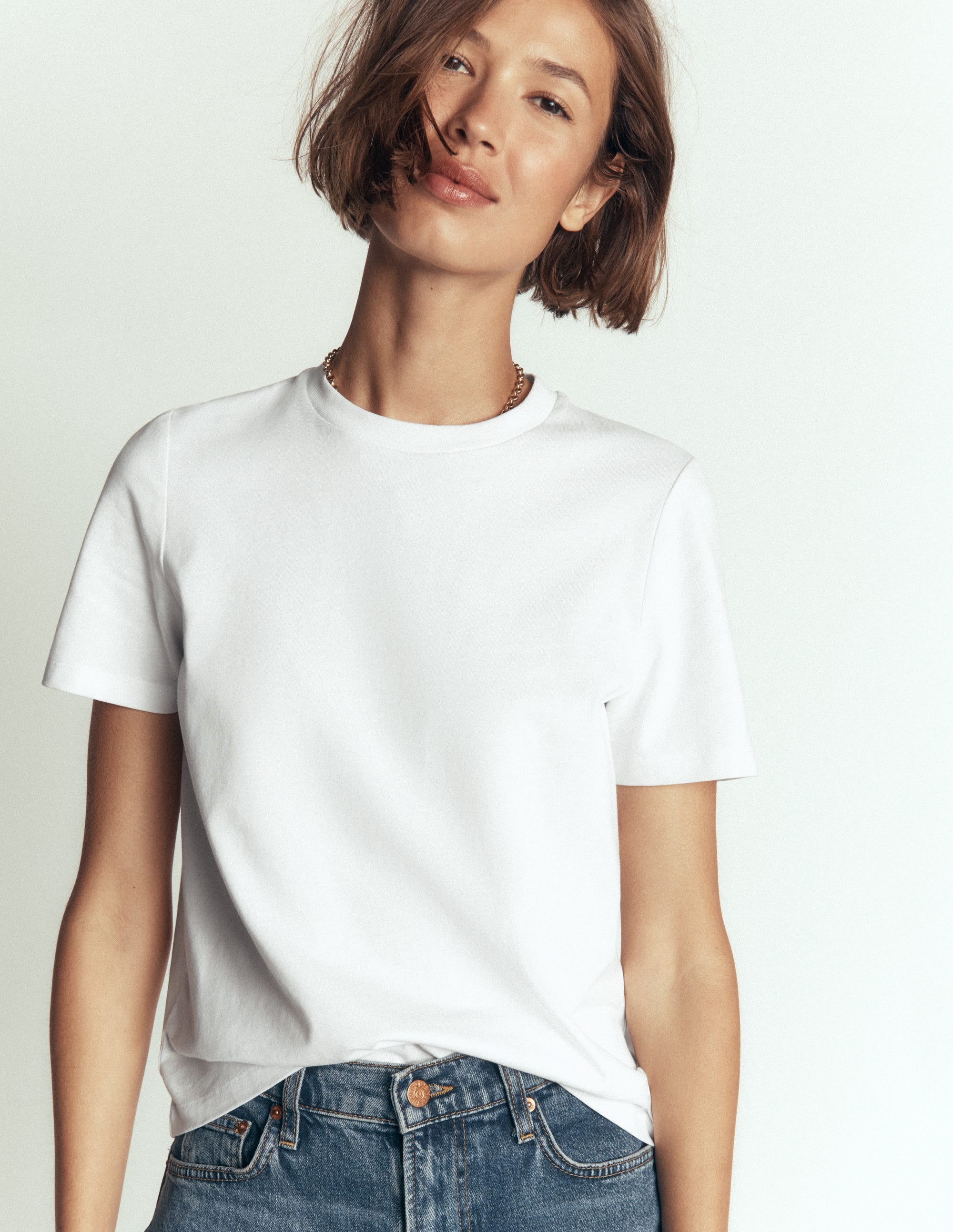 Cotton Crew Neck T-shirt-White - Image 1