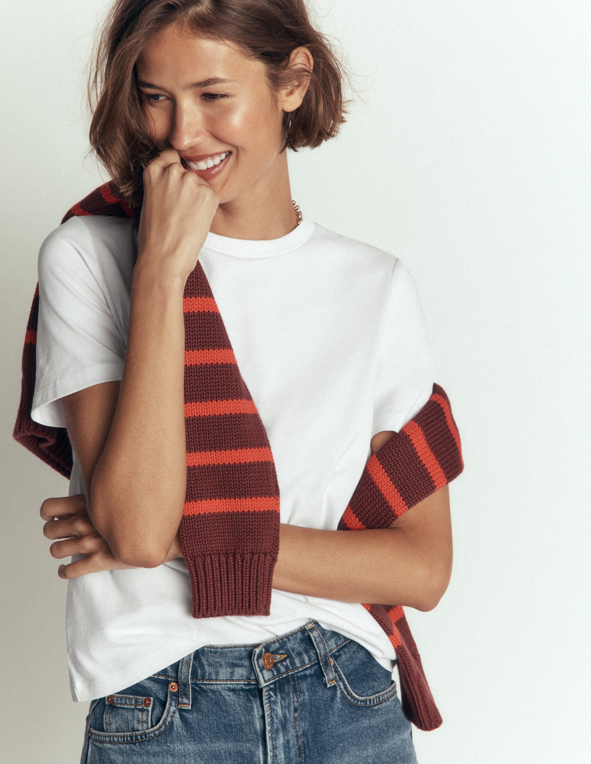 Cotton Crew Neck T-shirt-White-4