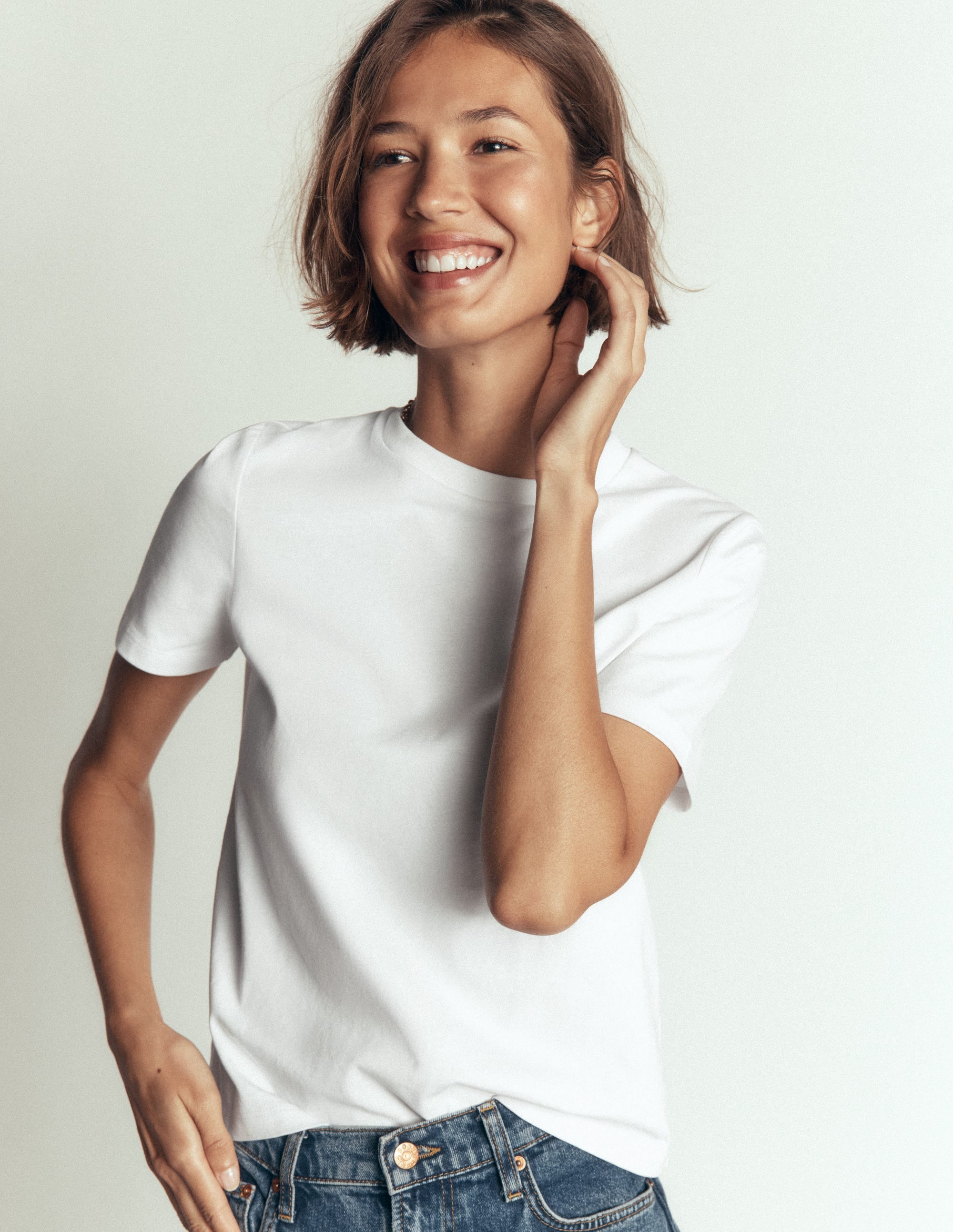 Cotton Crew Neck T-shirt-White - Image 5