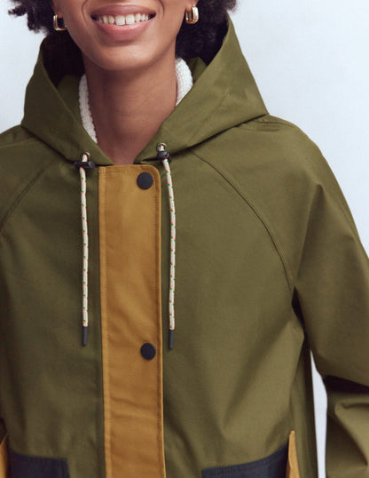 Lightweight Rain Mac-Woodland Green, Colourblock-2