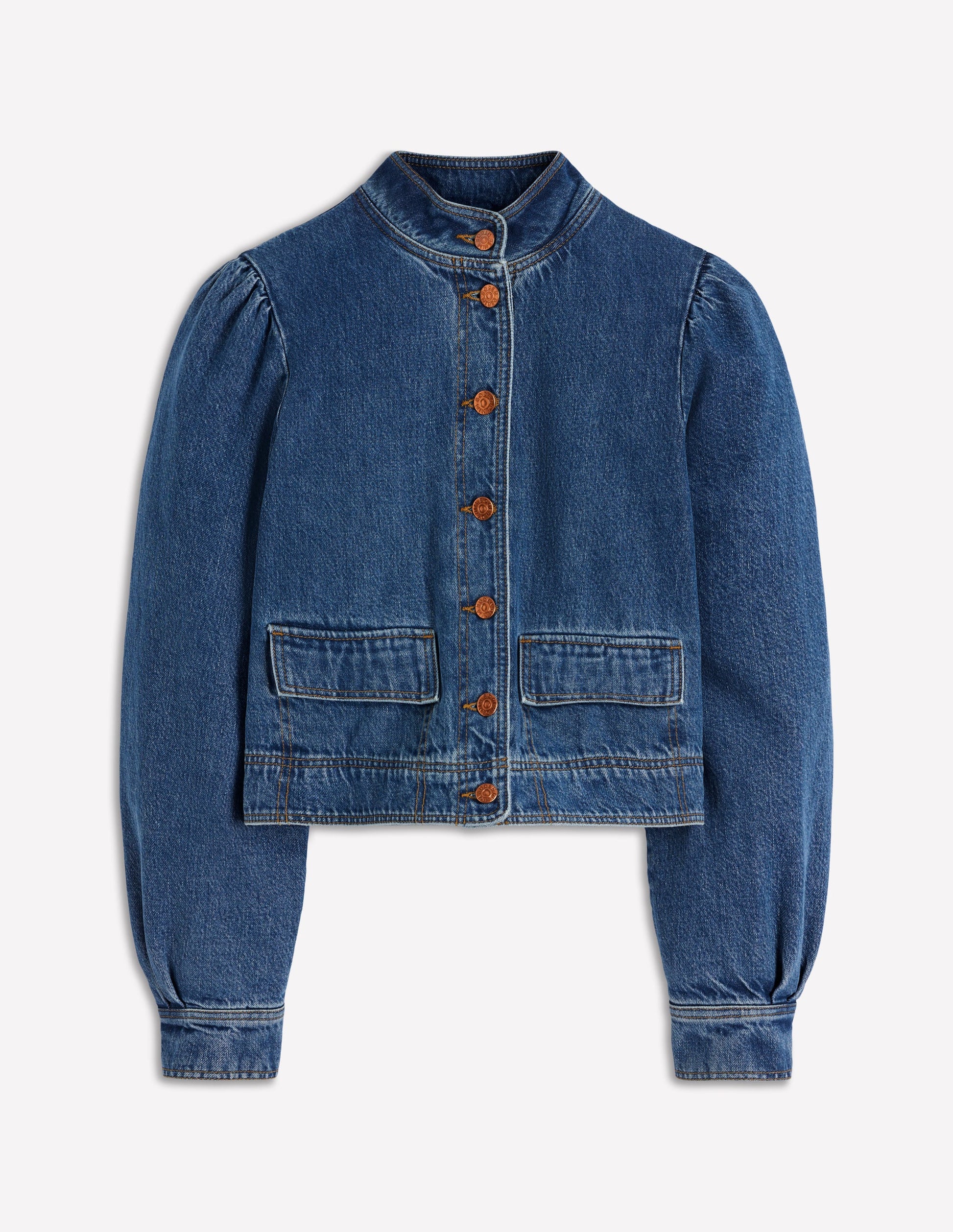 Topstitch Denim Jacket-Mid Wash, Denim-6