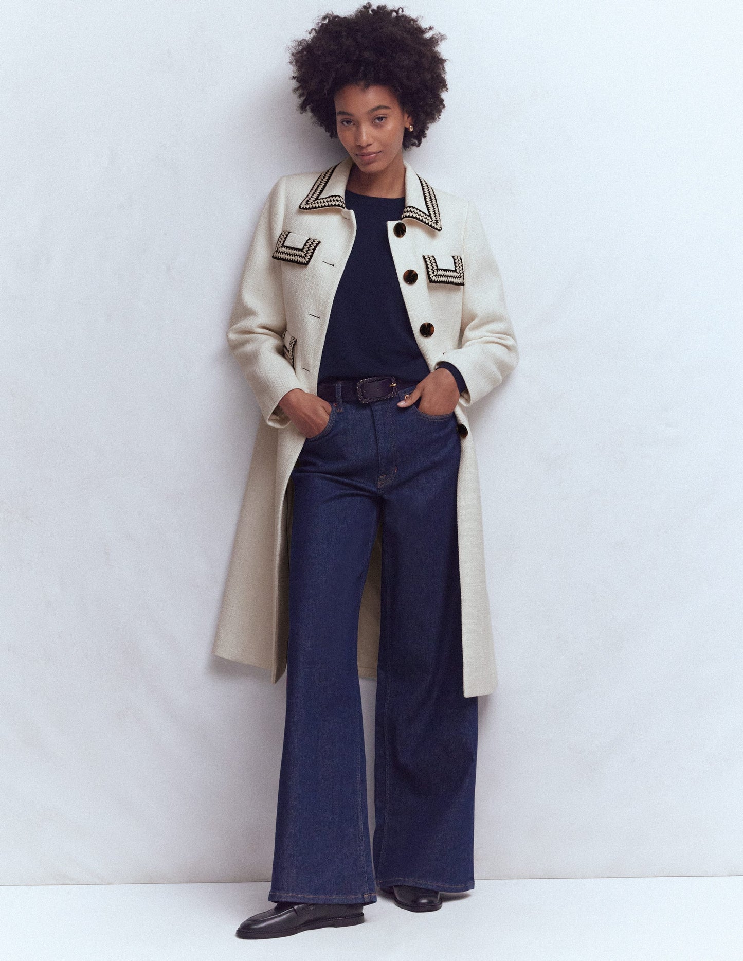 Pocket Detail Coat-Ivory