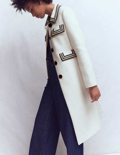 Pocket Detail Coat-Ivory-5