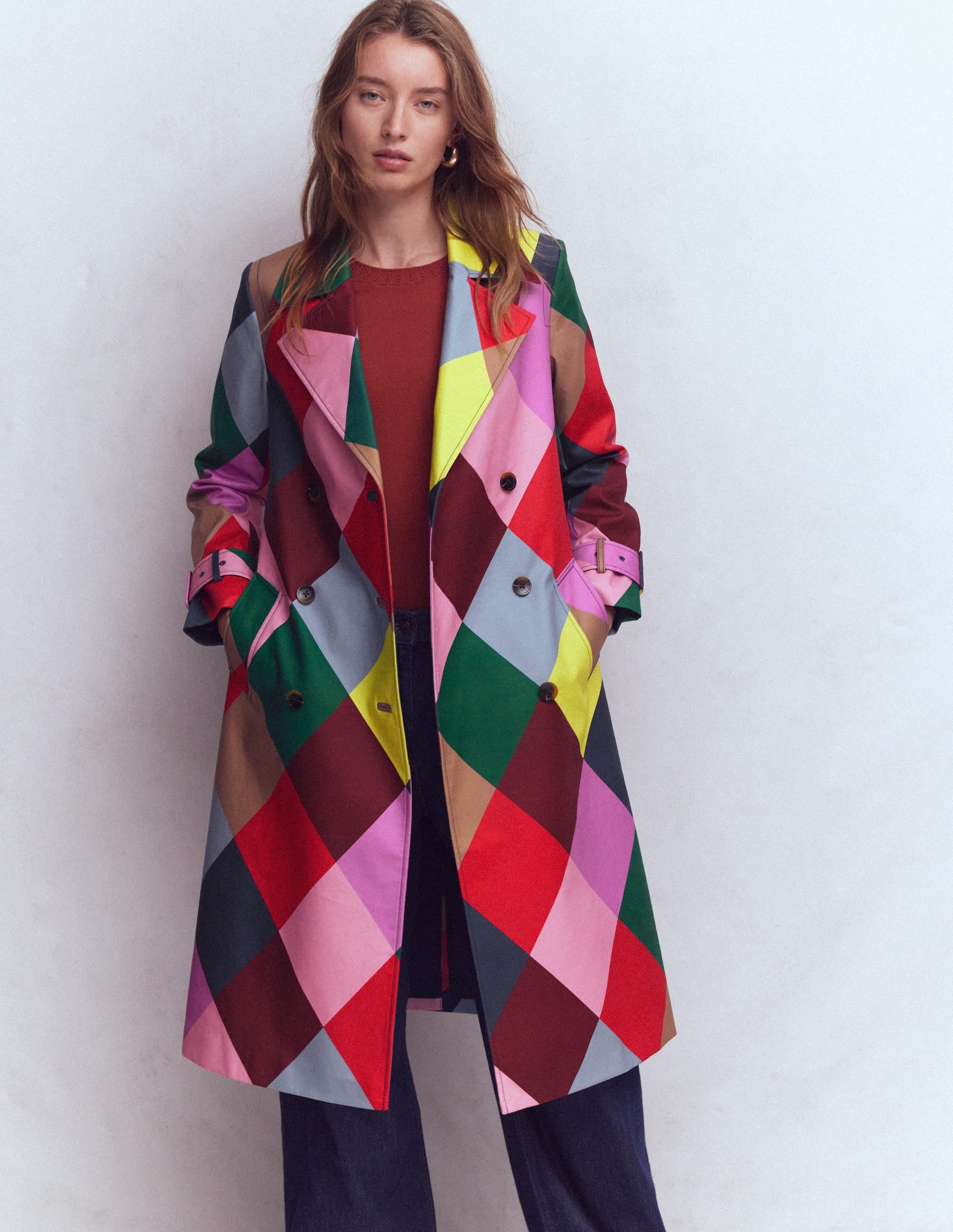 Double Breasted Trench-Giant Multi Harlequin - Image 4