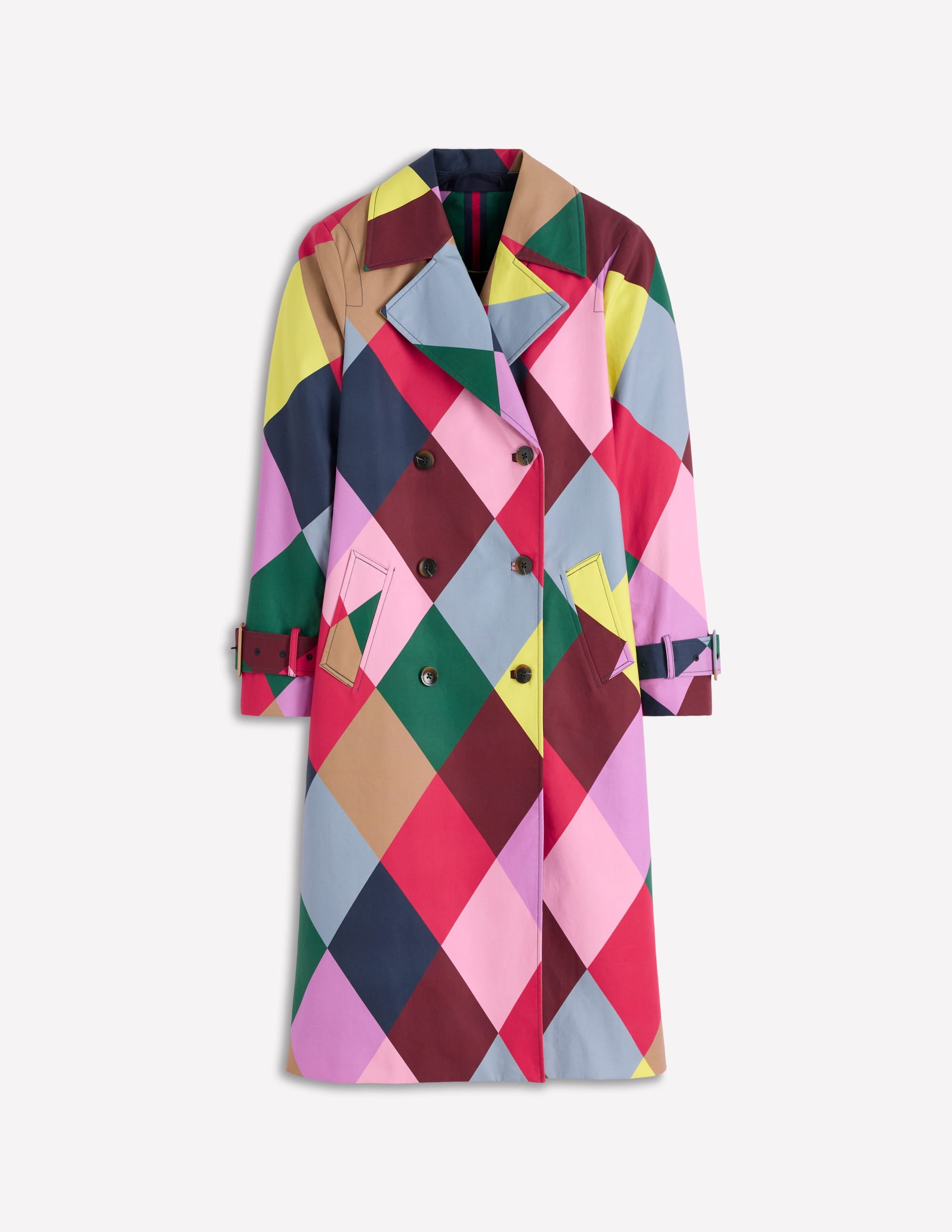ジャケット・アウター double-end hight twist doeskin trench Double Breasted Trench-Giant Multi Harlequin | Boden USA