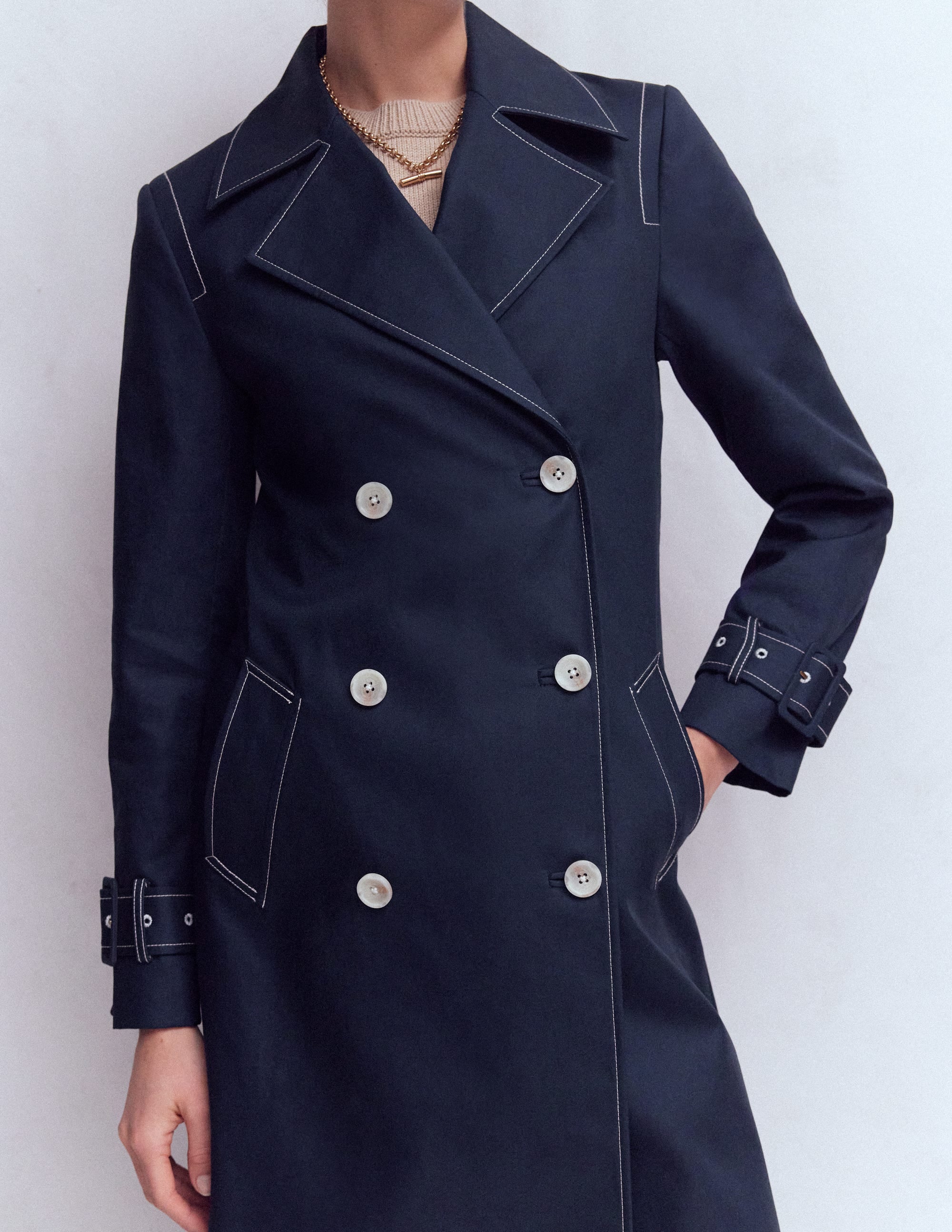 Double Breasted Trench-Navy | Boden USA
