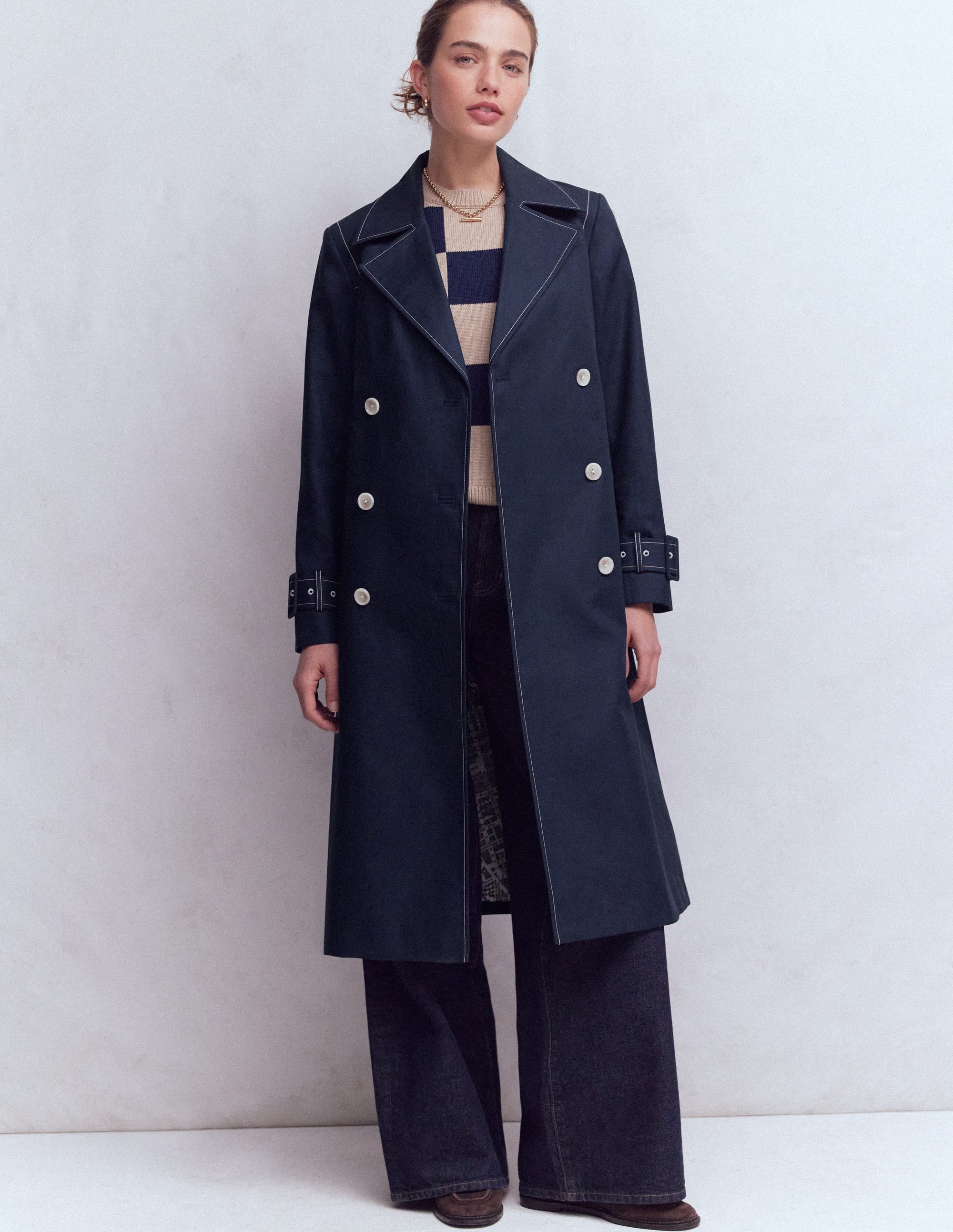 Double Breasted Trench - Navy | Boden USA