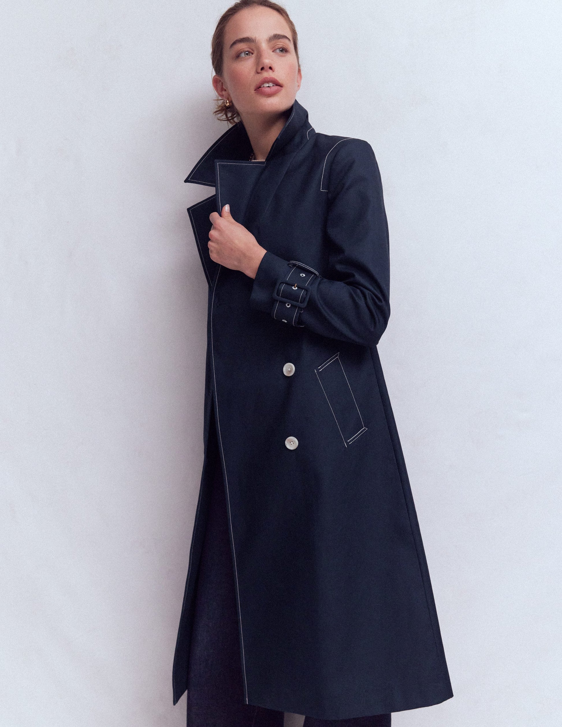 Double Breasted Trench-Navy-5