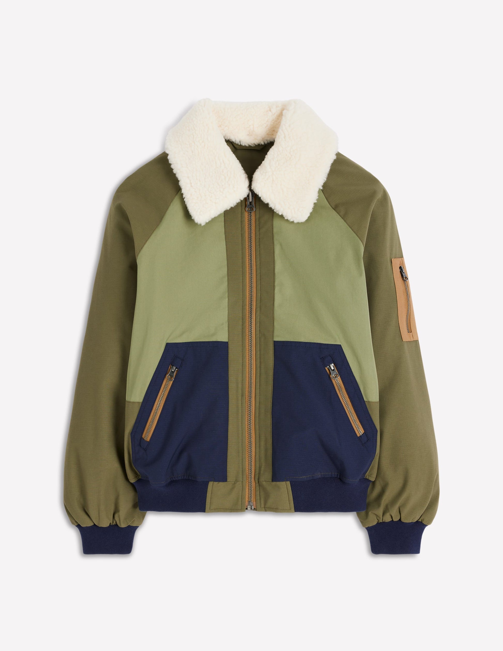 Borg Detail Bomber Jacket-Woodland Green-7